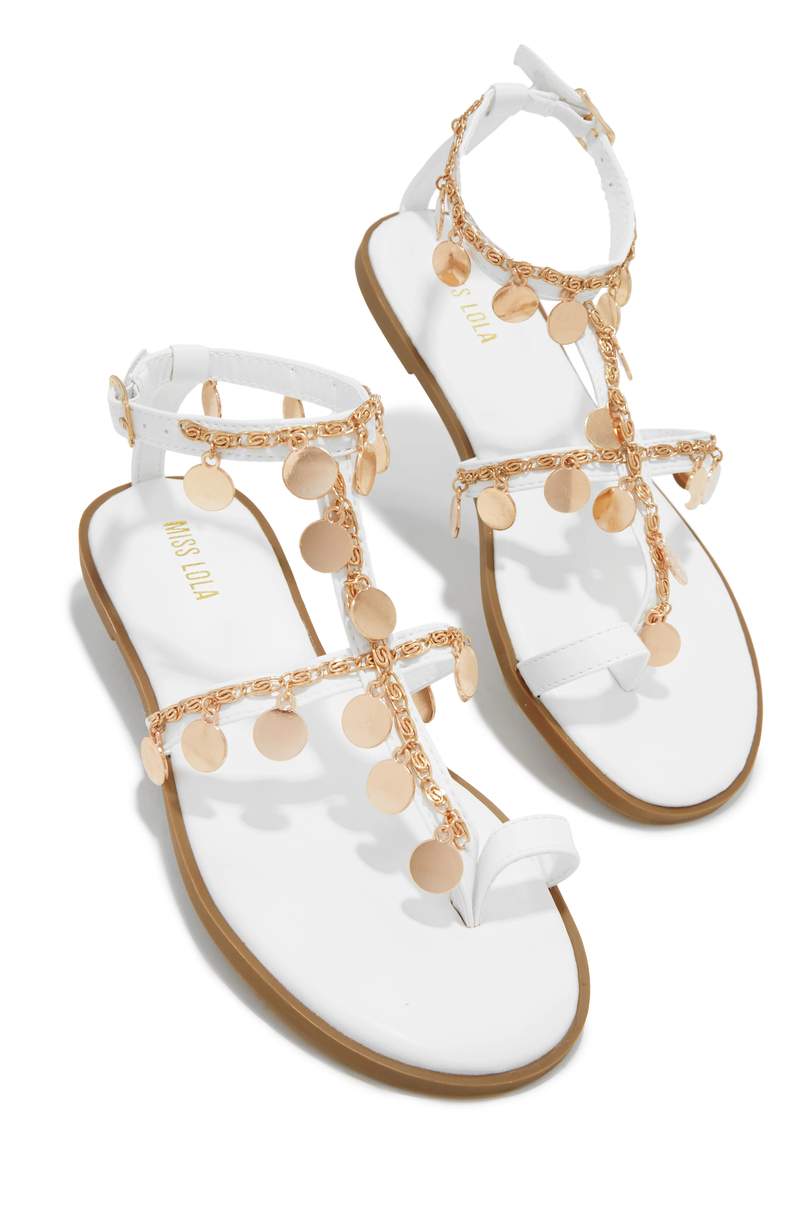 Absolute Paradise Chain Embellished Sandals - White - Image 4