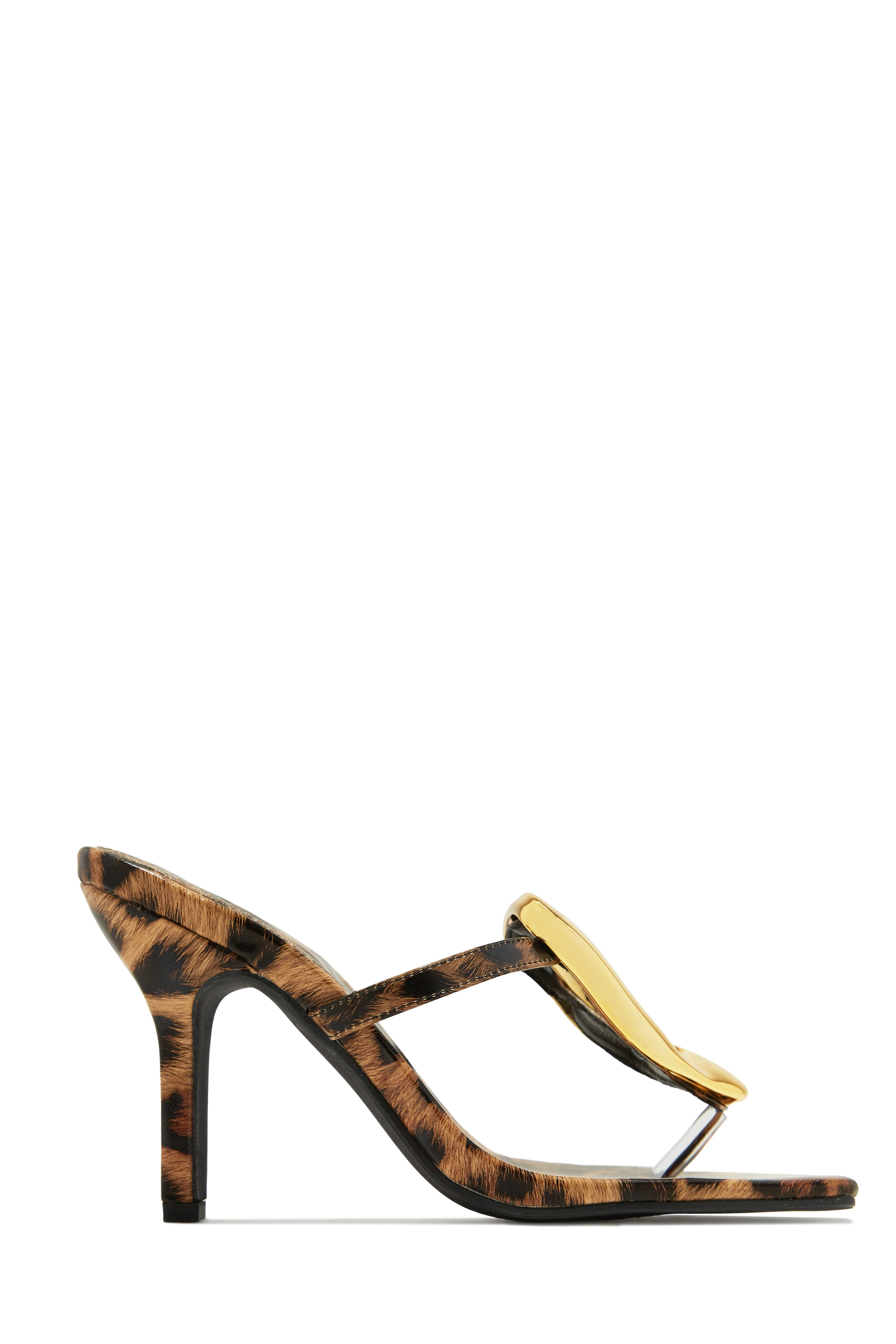 Adonna Thong Strap Mule Heels - Leopard - Image 4