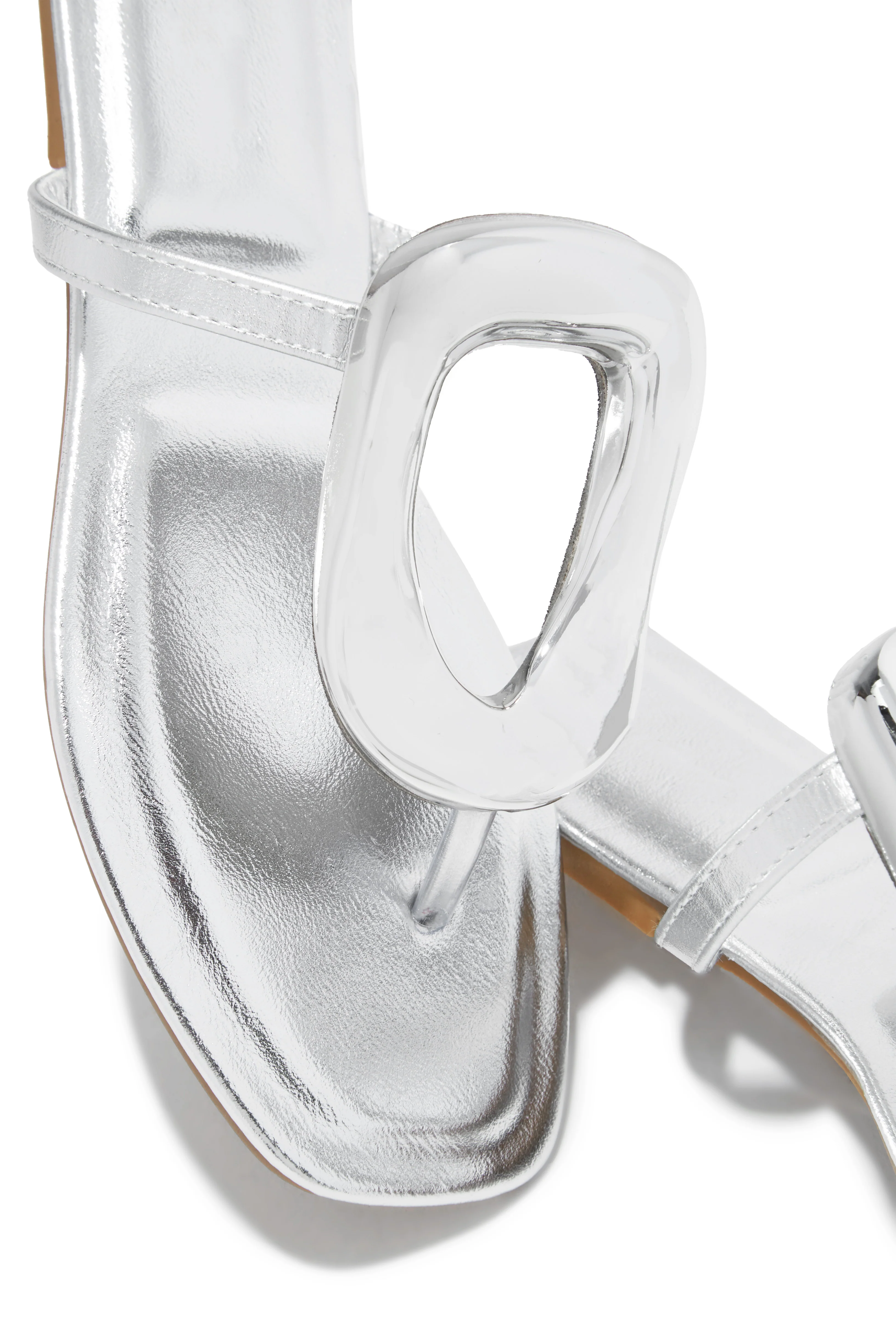 Adonna Slip On Thong Strap Sandals - Silver - Image 4