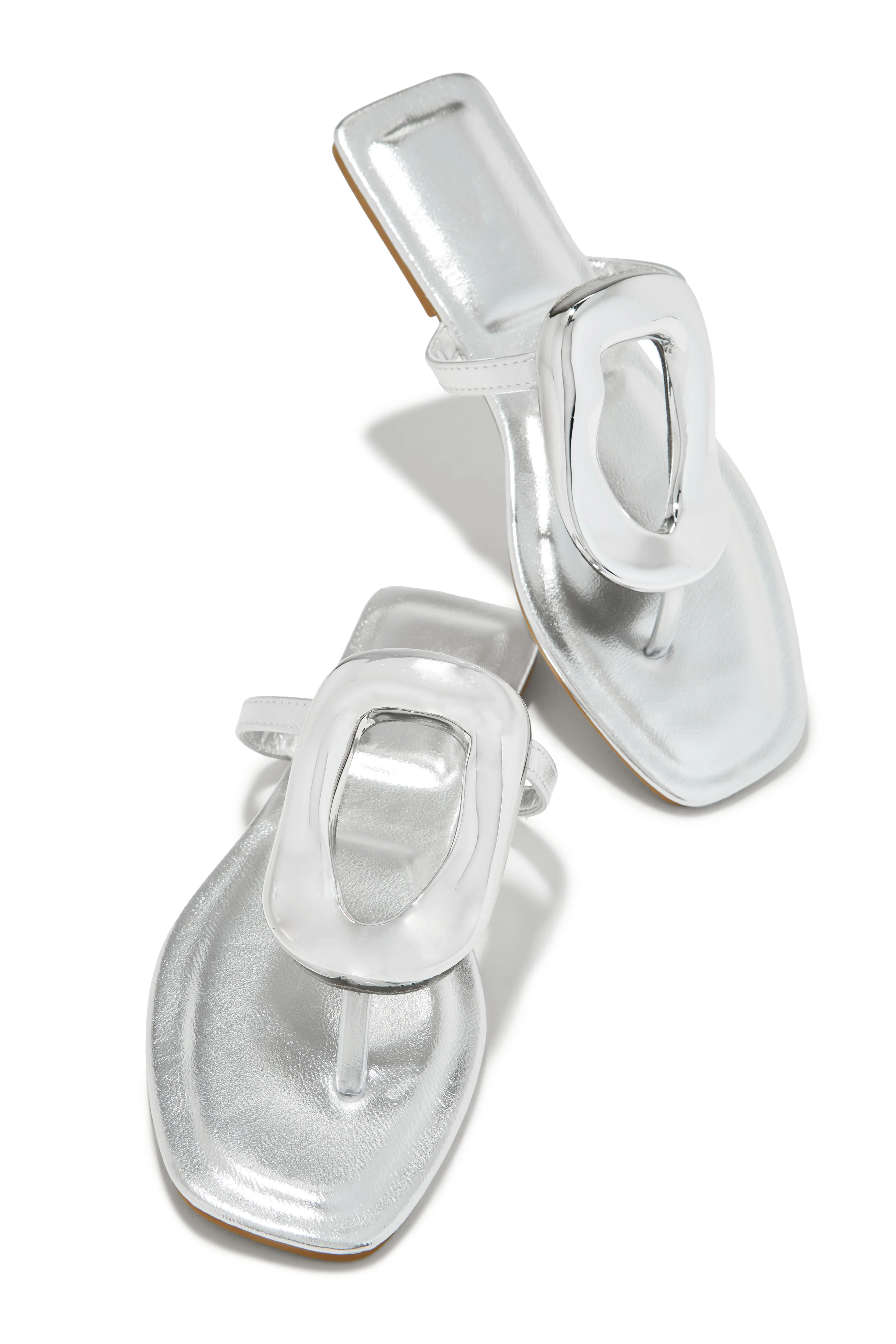 Adonna Slip On Thong Strap Sandals - Silver - Image 5