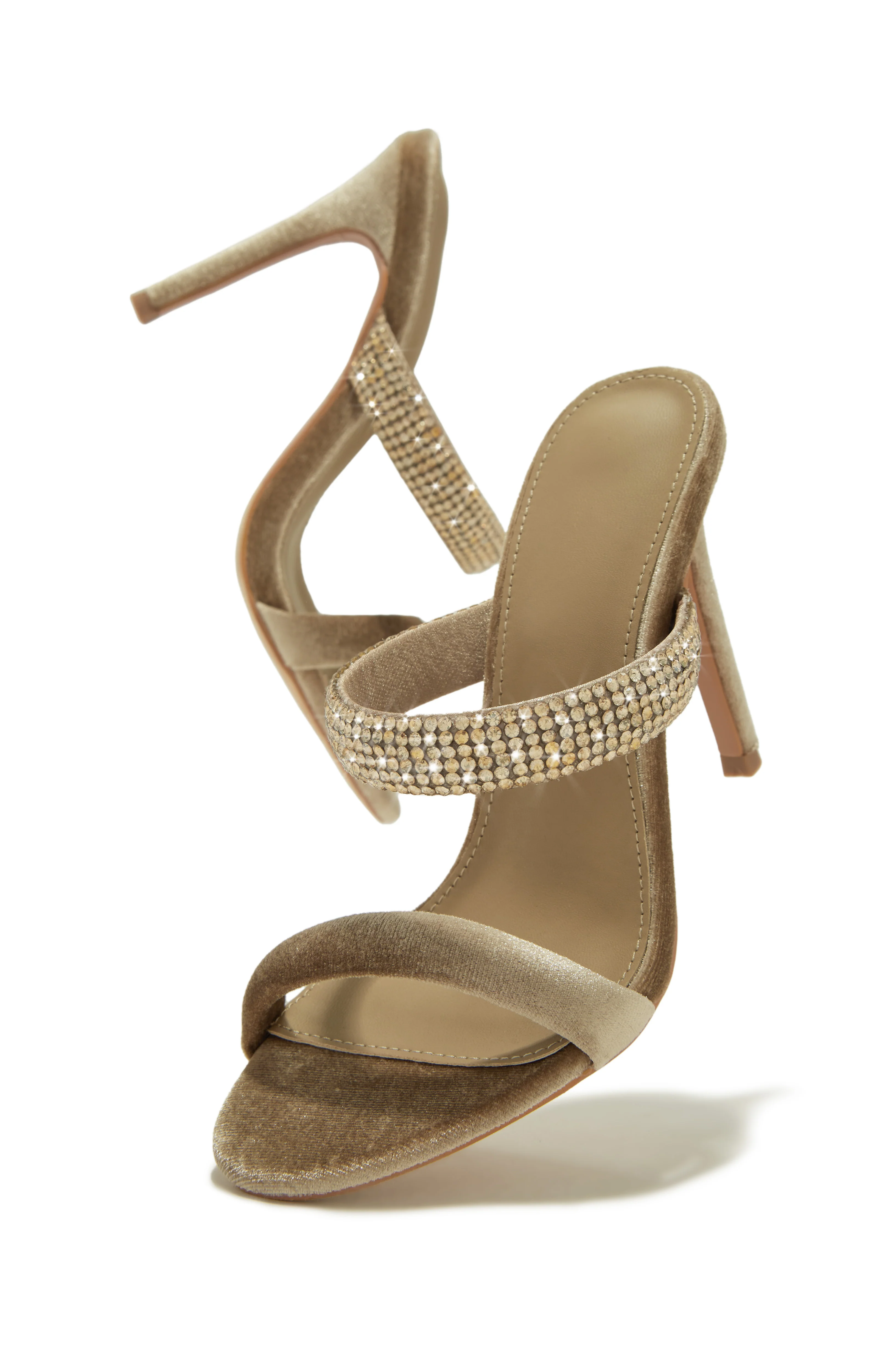 Aline Embellished High Heel Mules - Nude - Image 4