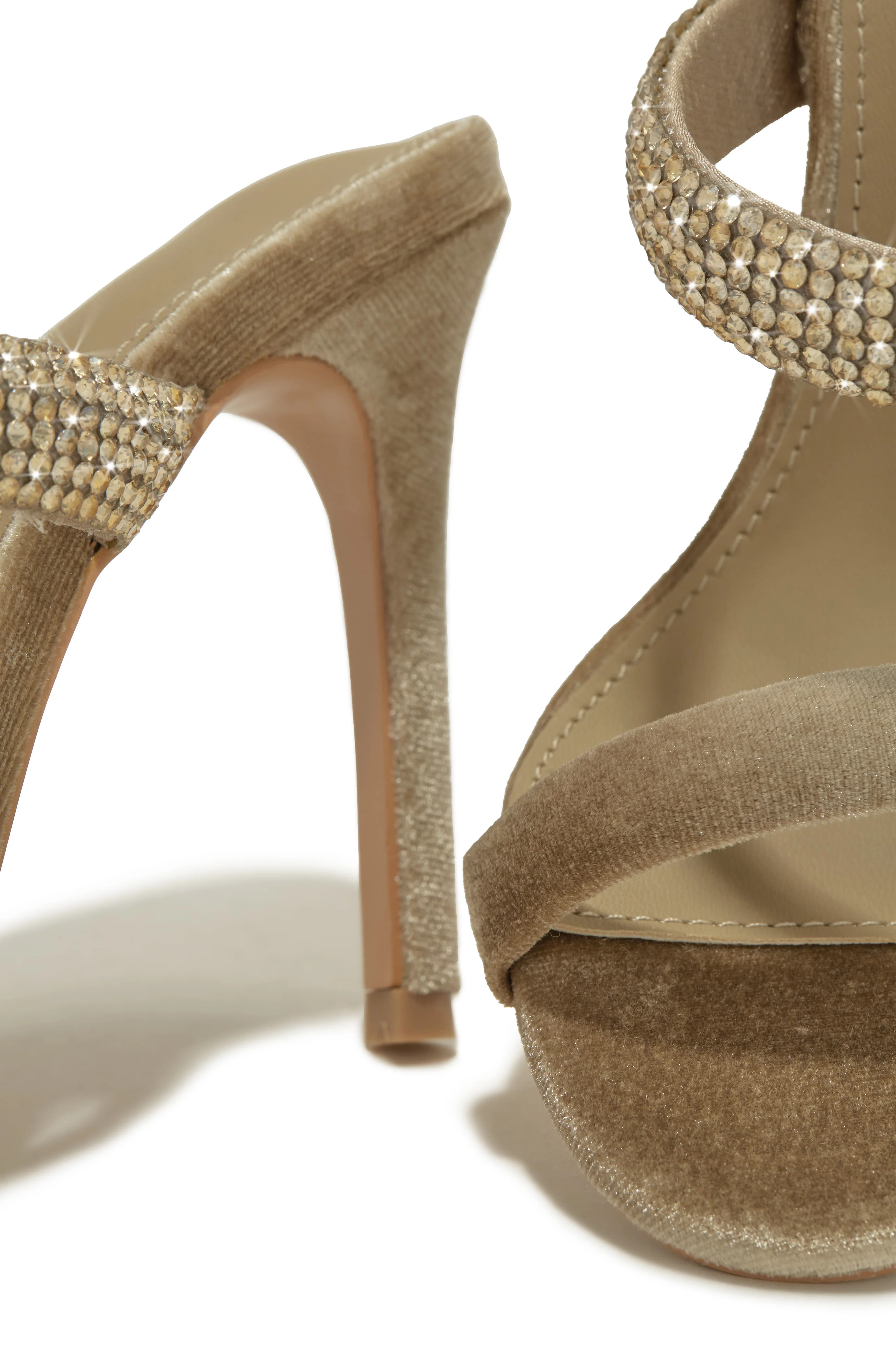 Aline Embellished High Heel Mules - Nude - Image 8