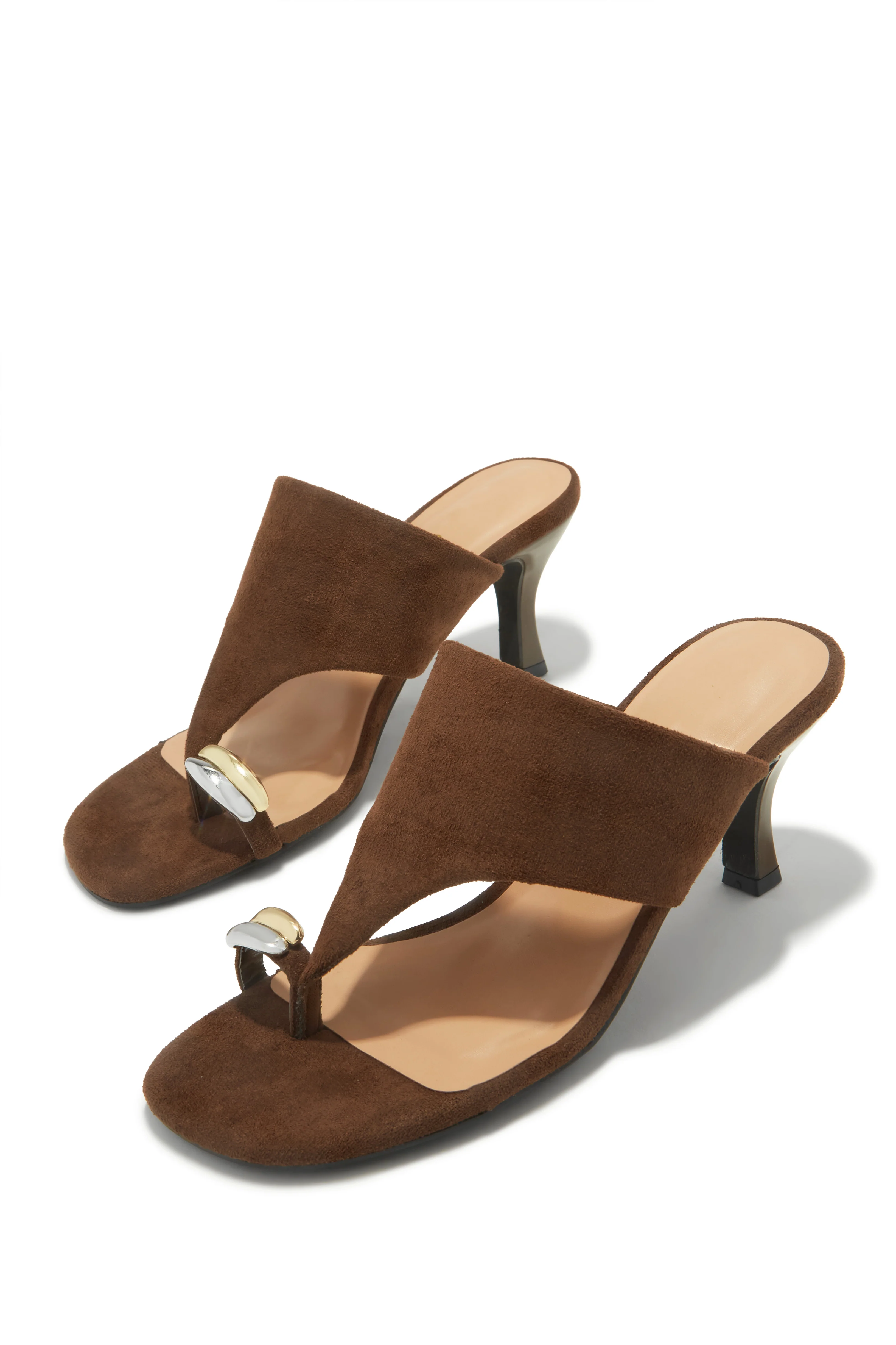 Anela Thong Strap Mule Heels - Brown - Image 3