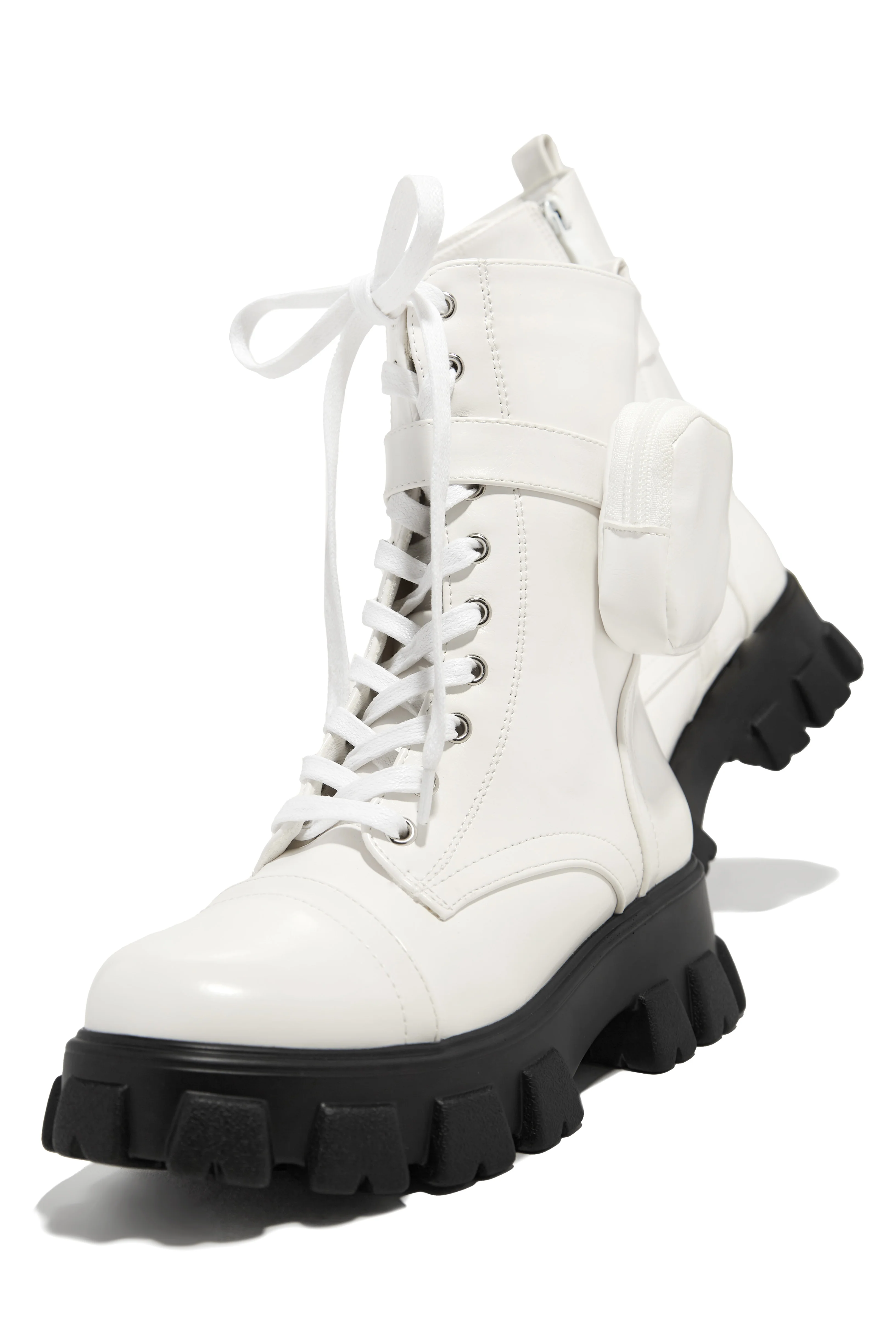 Arctic Chic Flat Combat Boots - White - Image 7