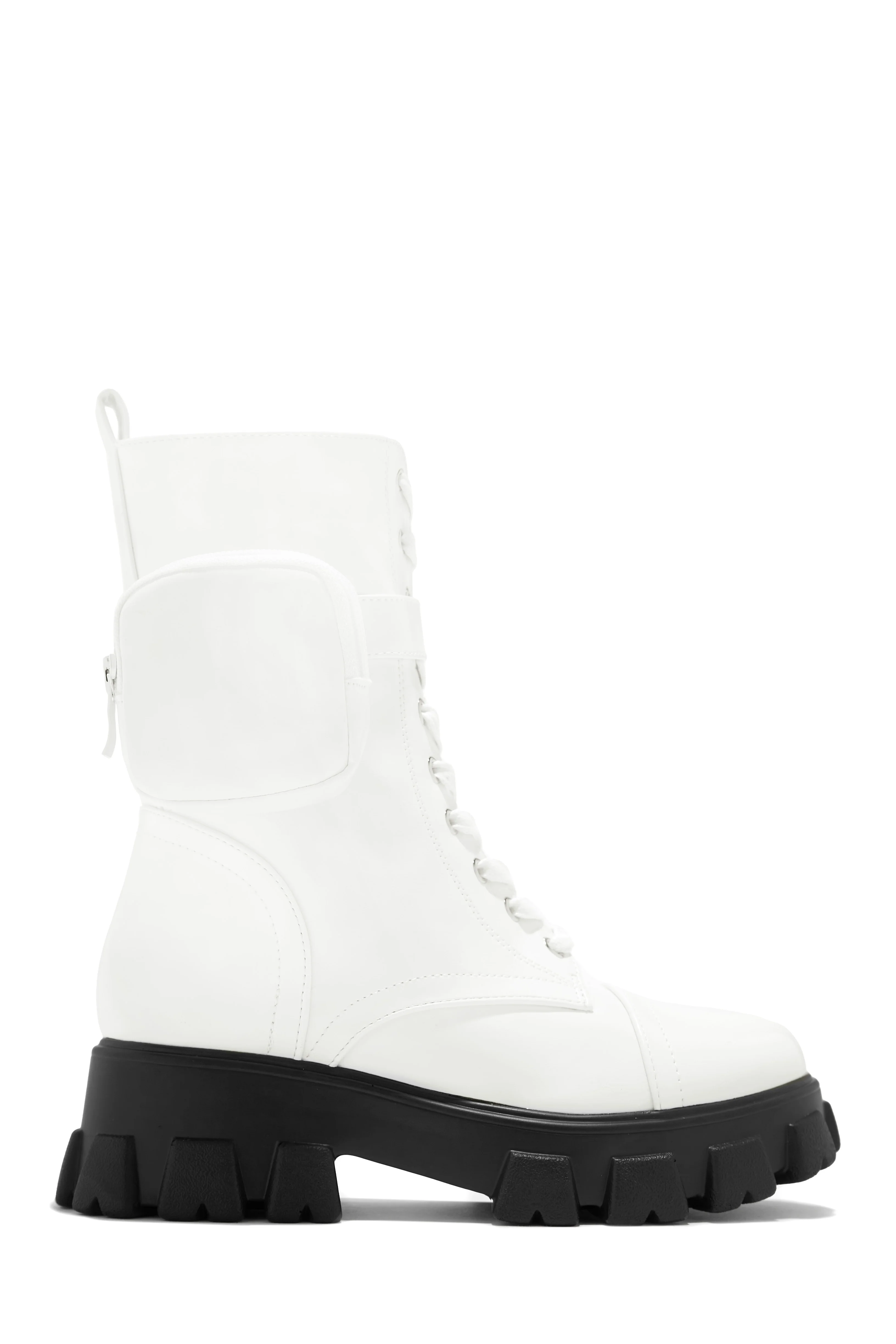 Arctic Chic Flat Combat Boots - White - Image 8
