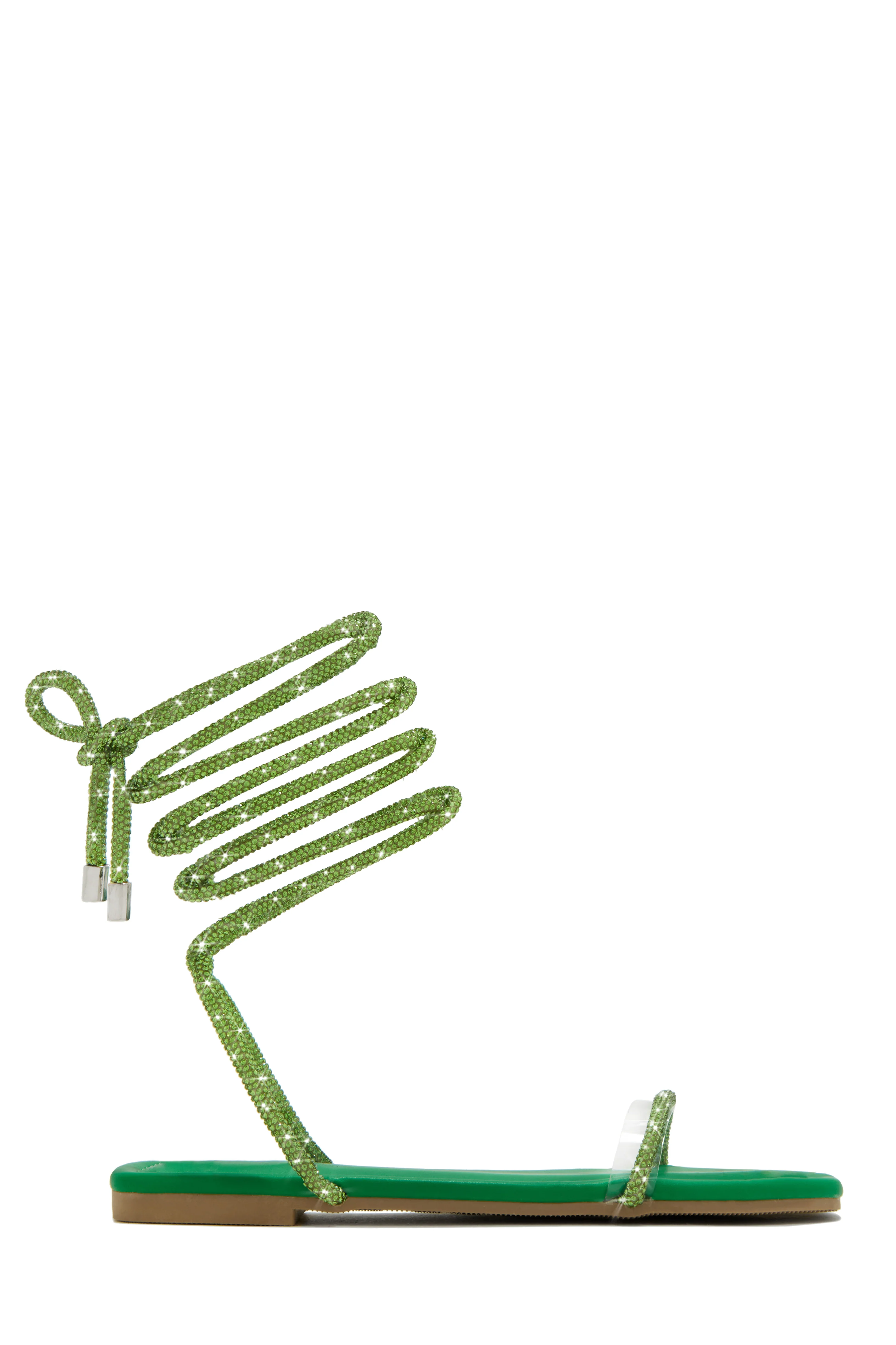 Aruba Island Embellished Lace Up Sandals - Green - Image 5