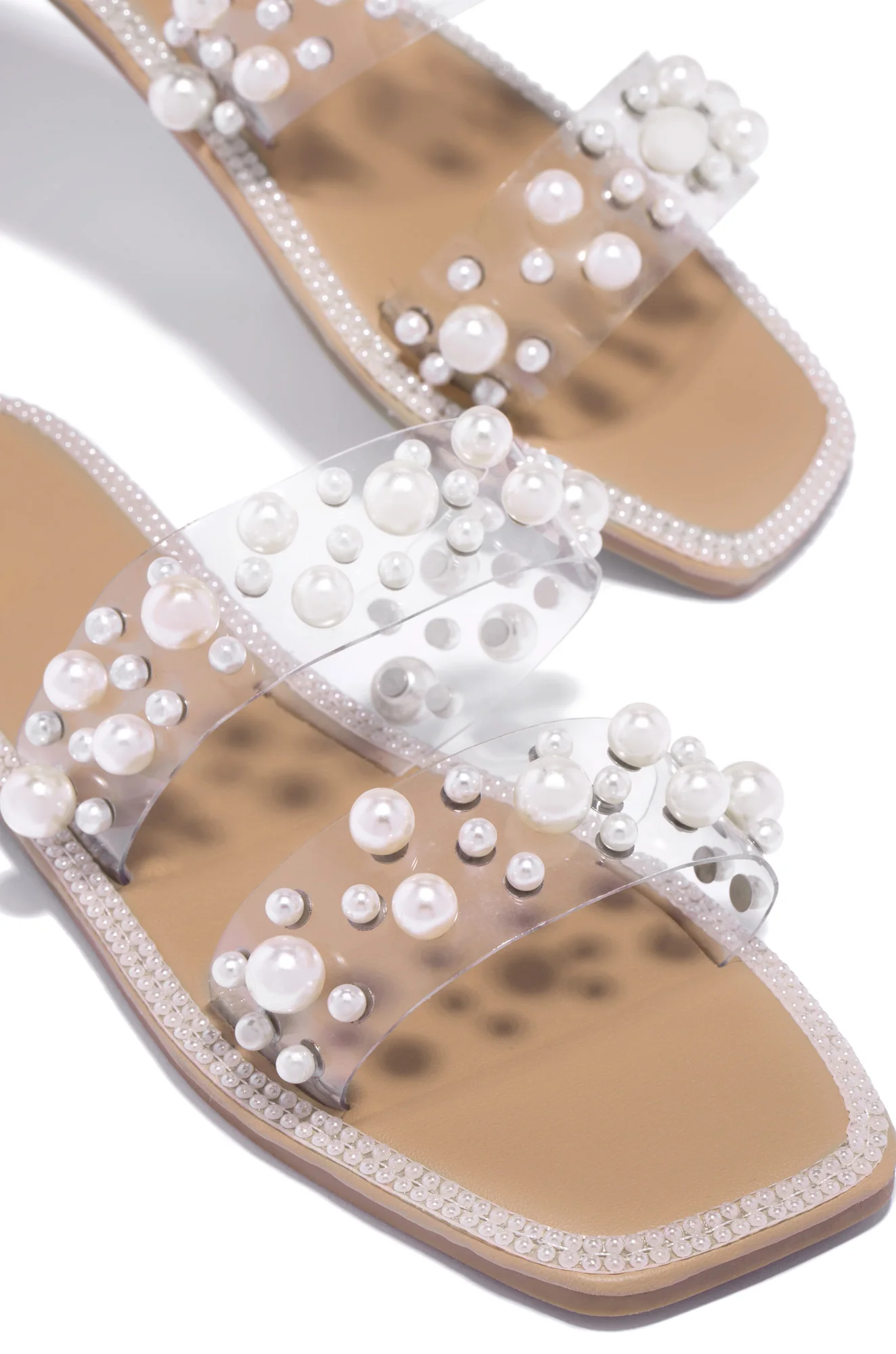 Audrey Slip On Faux Pearl Sandals - Pearl - Image 5