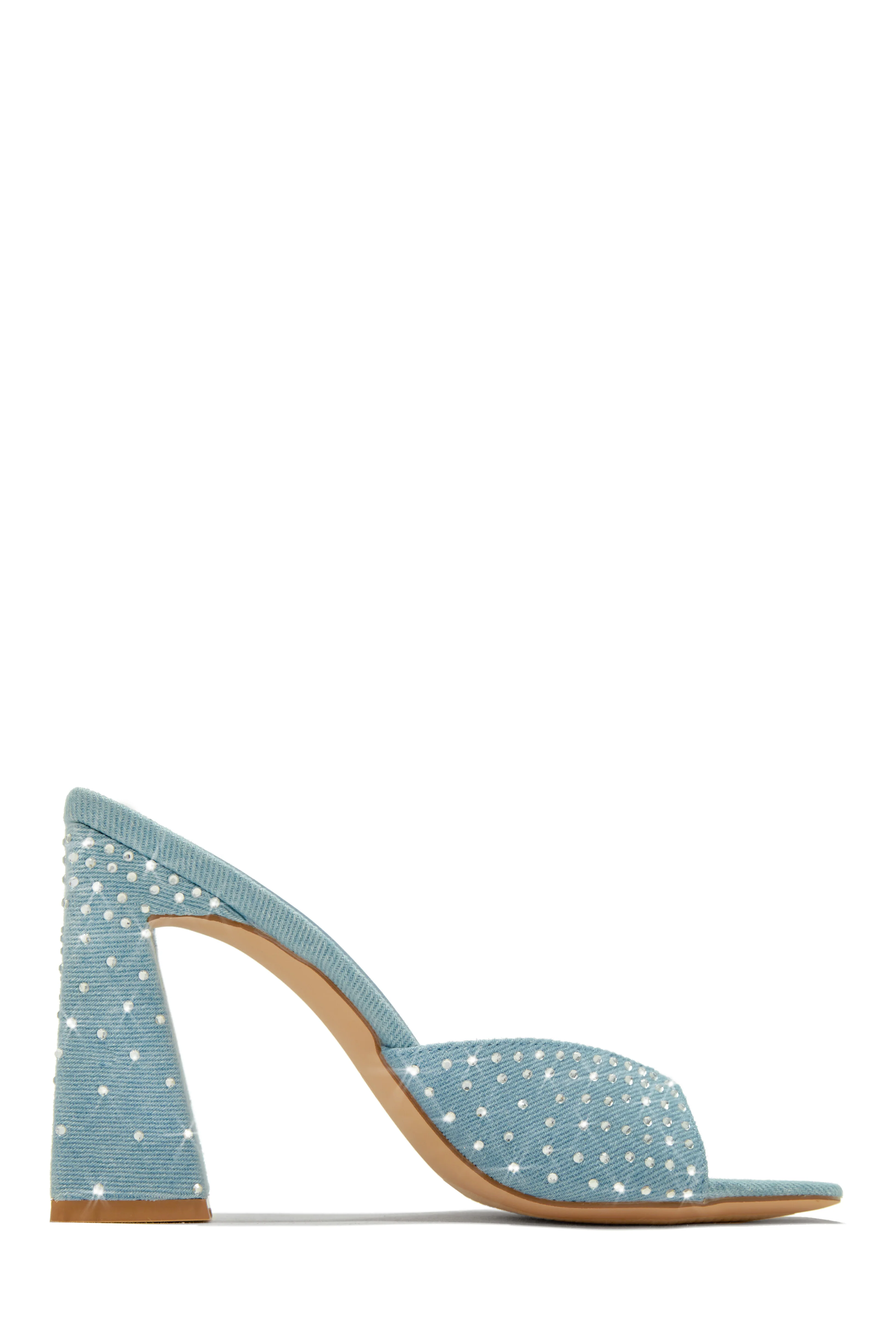 Azaria Embellished Block Heel Mules - Denim - Image 5