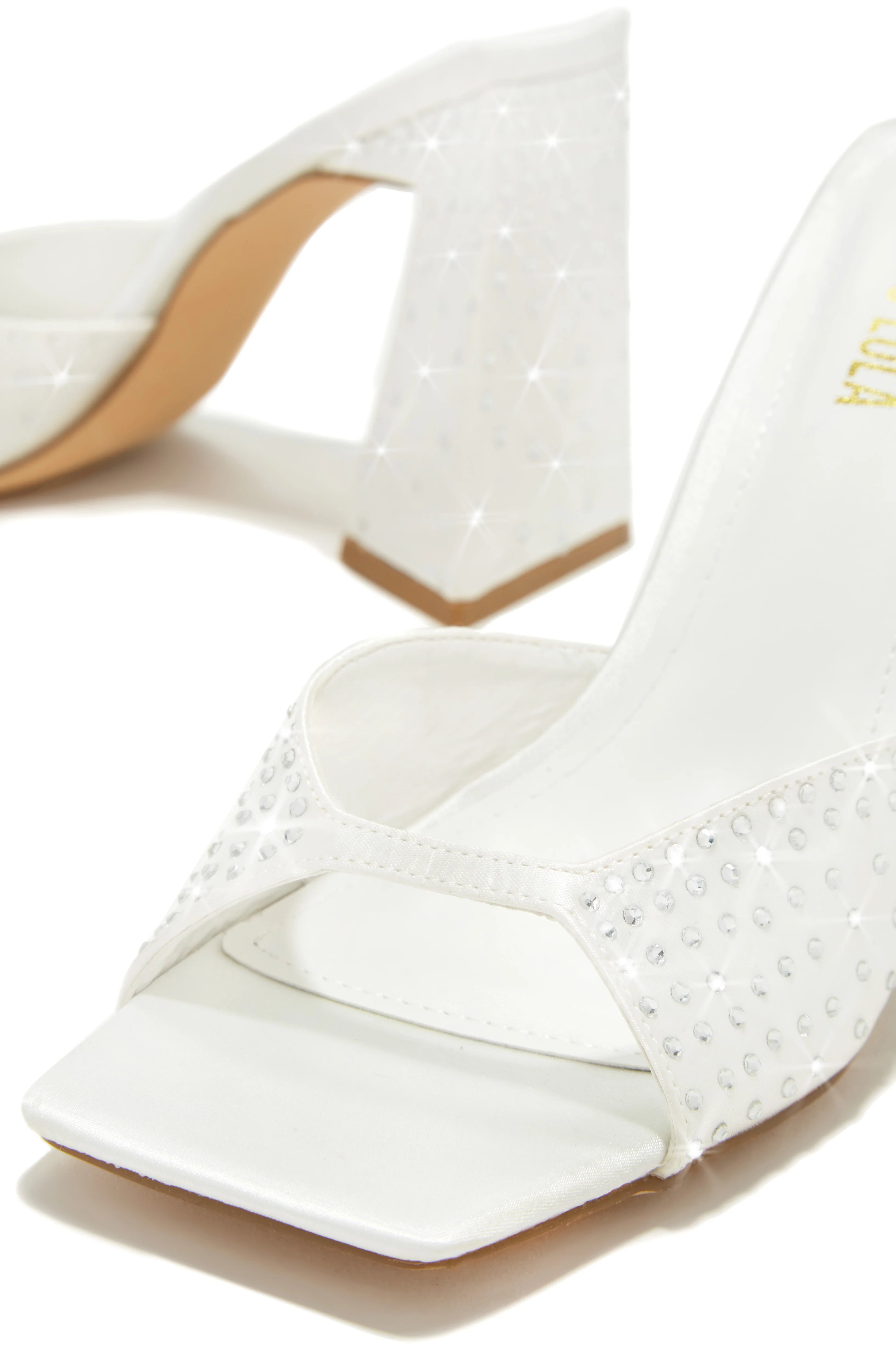 Azaria Embellished Block Heel Mules - White - Image 4