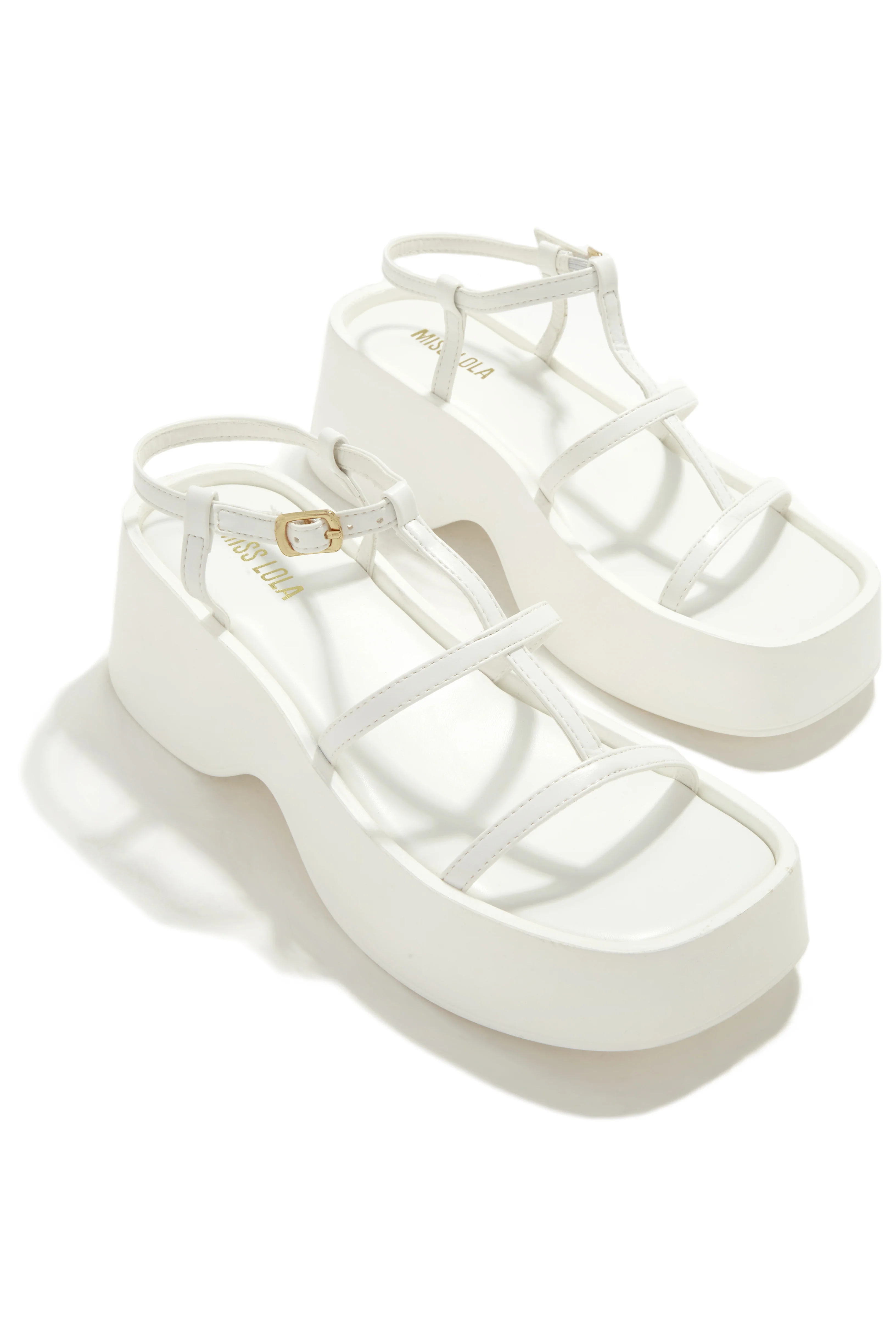 Beach Trip Flat Platform Sandals - White - Image 3