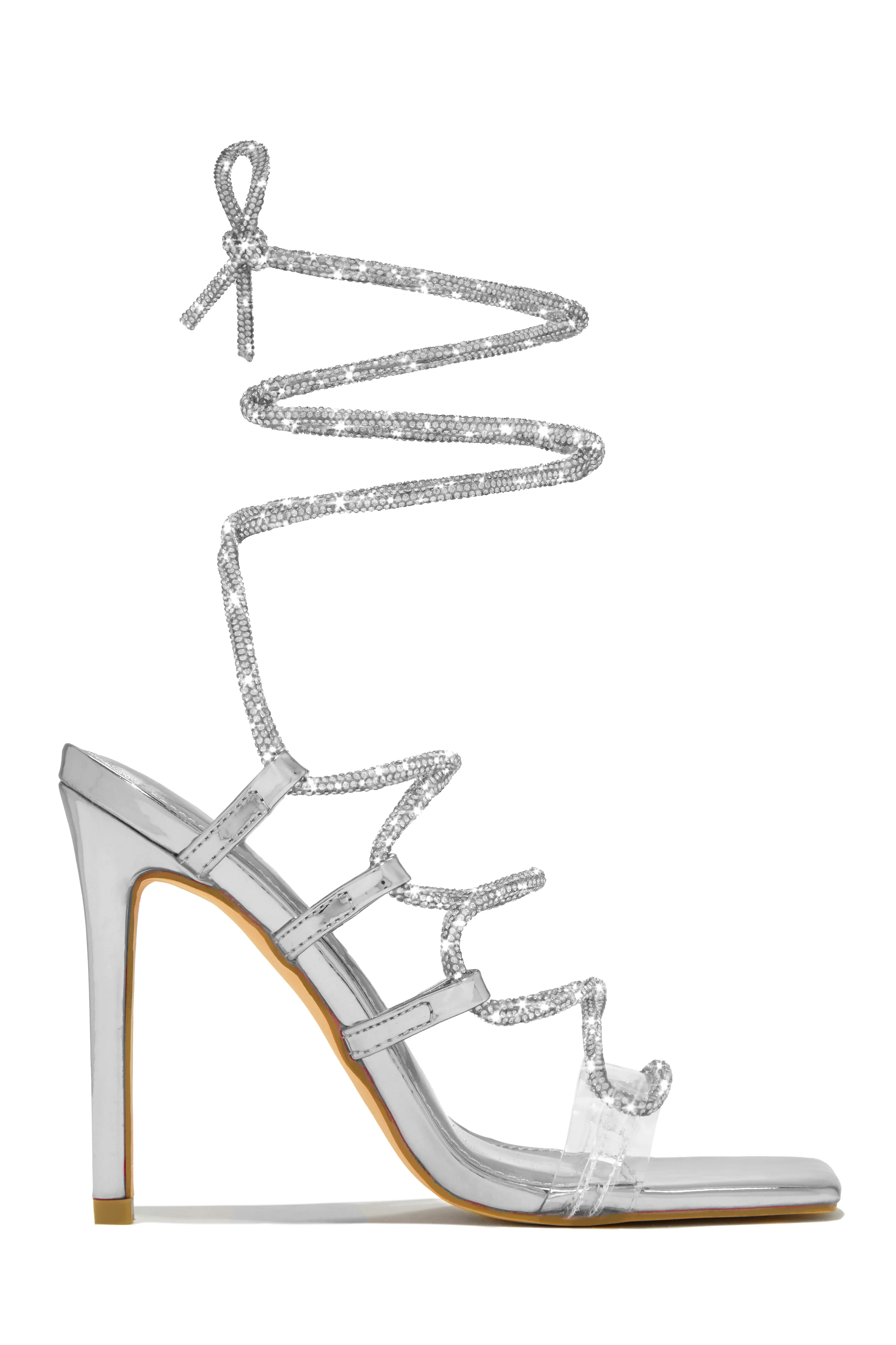 Birthday Wishes Embellished Lace Up Heels - Nude - Image 11