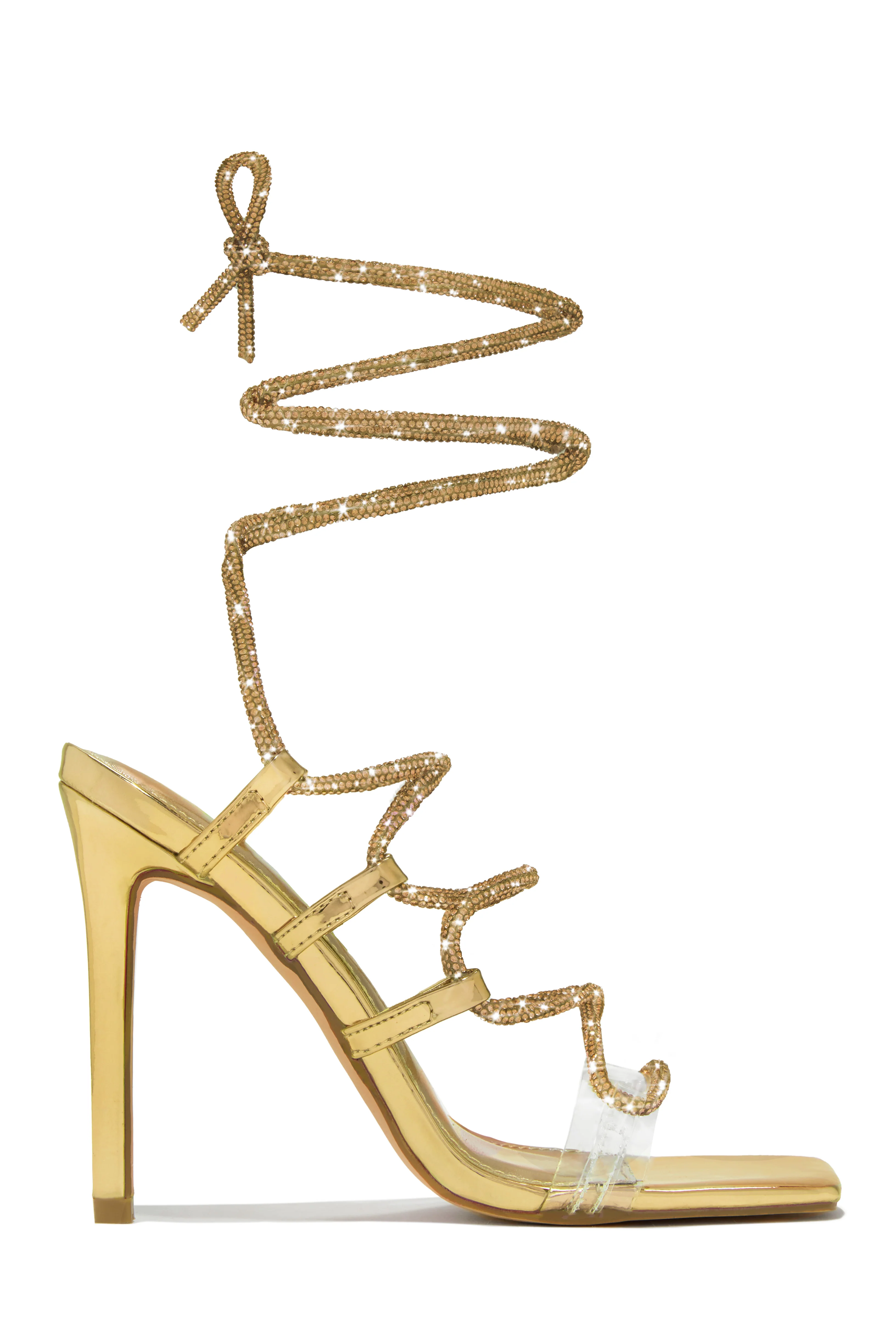 Birthday Wishes Embellished Lace Up Heels - Nude - Image 9