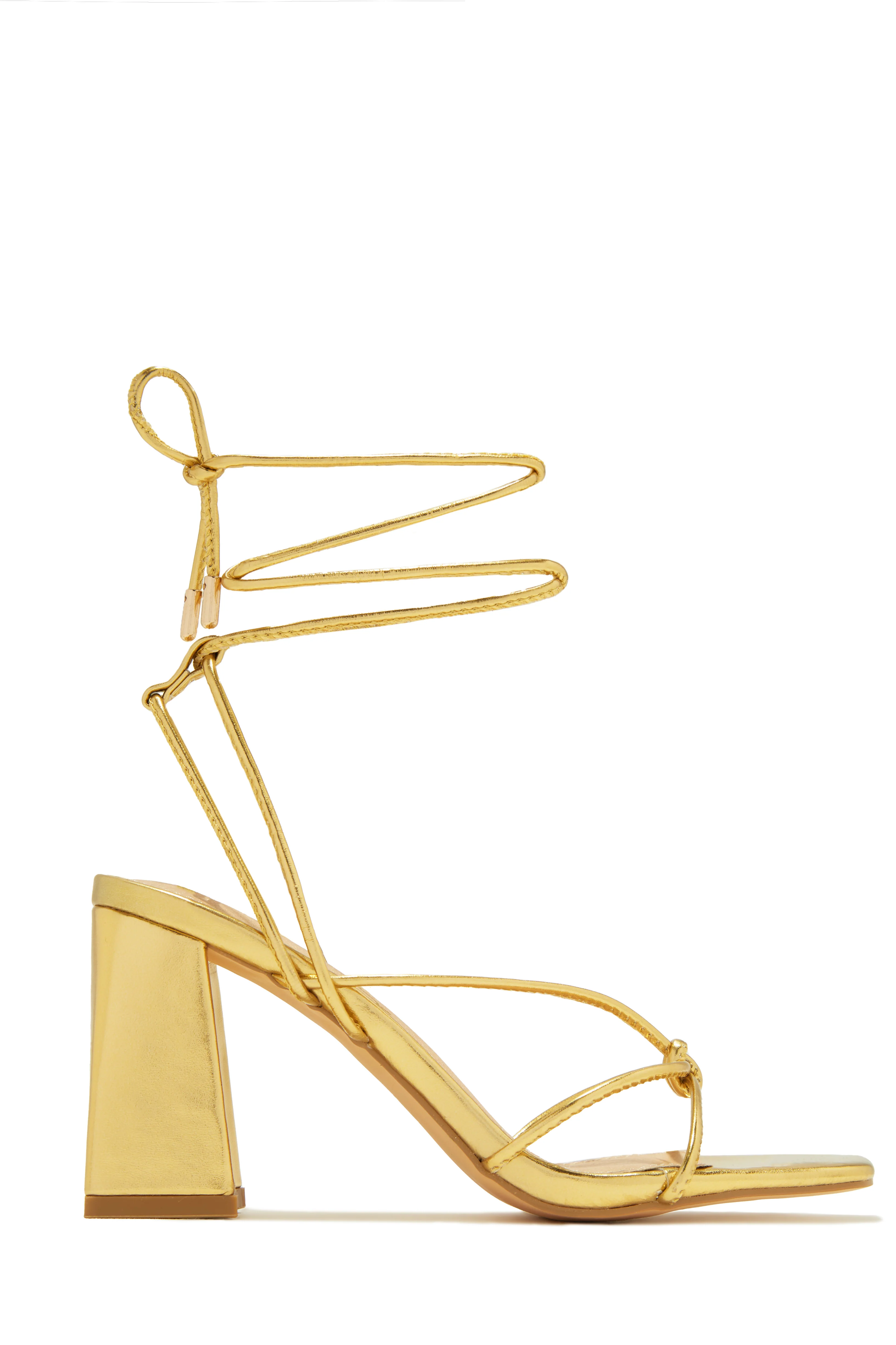 Briella Lace Up Block Heels - Tan - Image 5