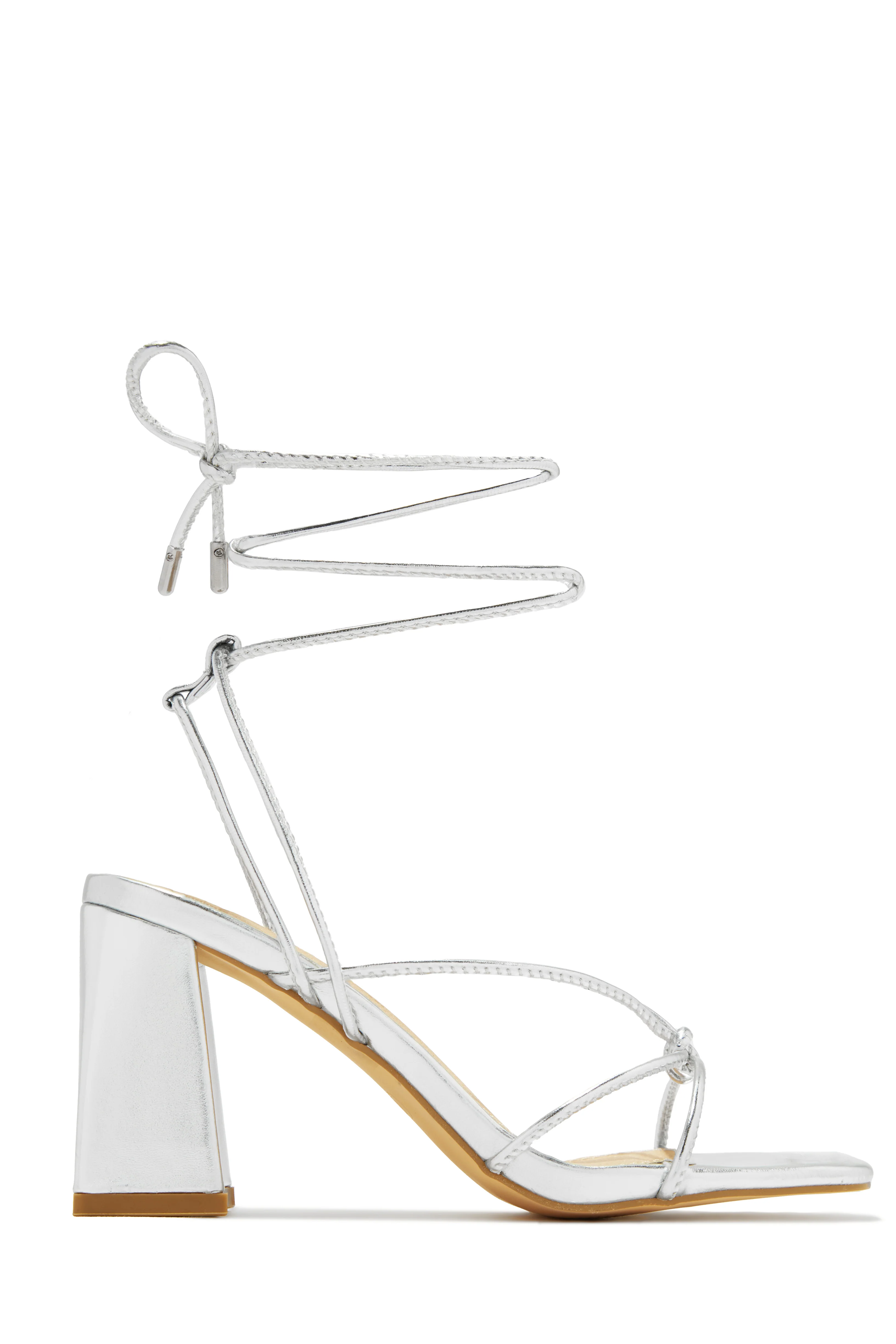 Briella Lace Up Block Heels - Tan - Image 6