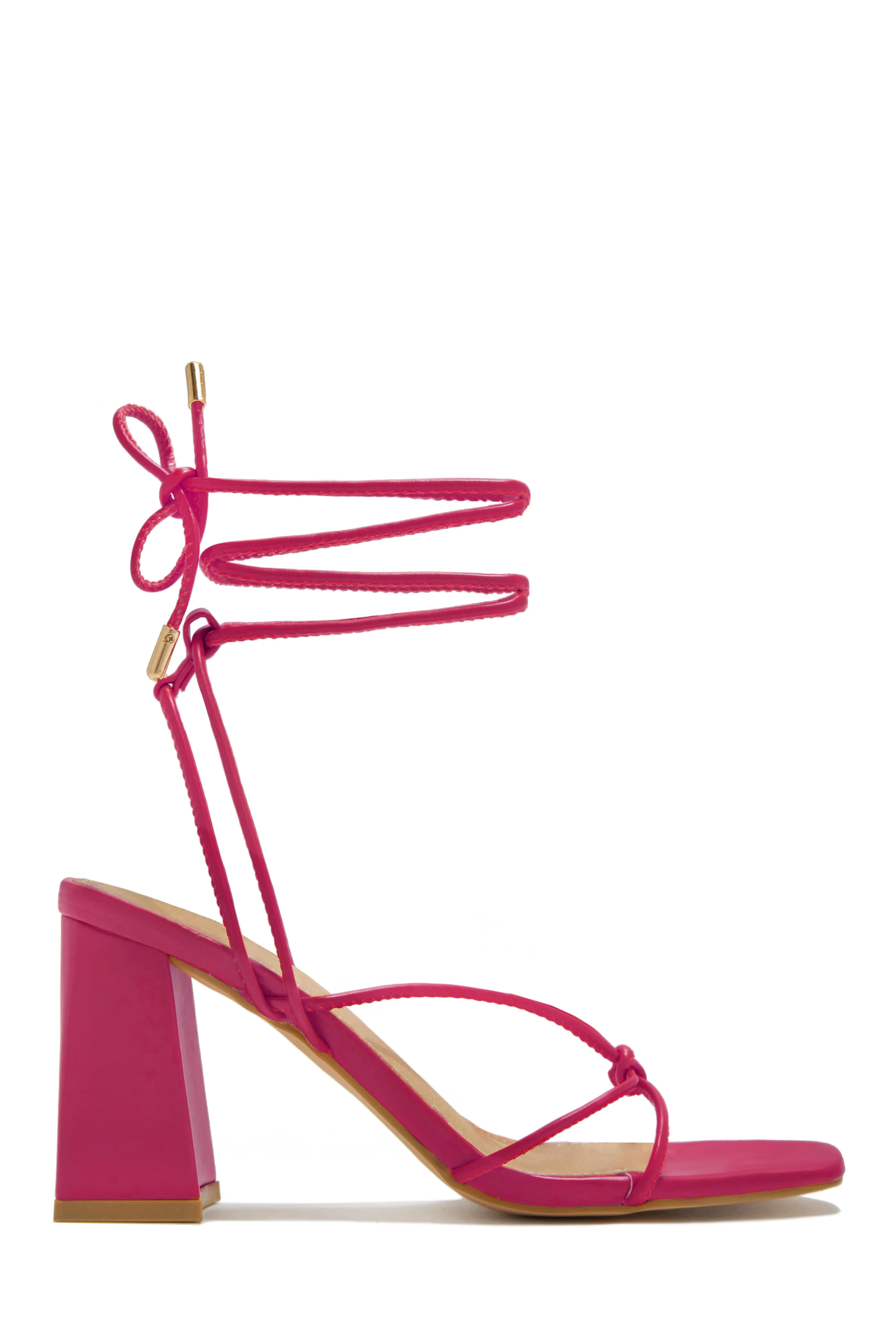 Briella Lace Up Block Heels - Tan - Image 7