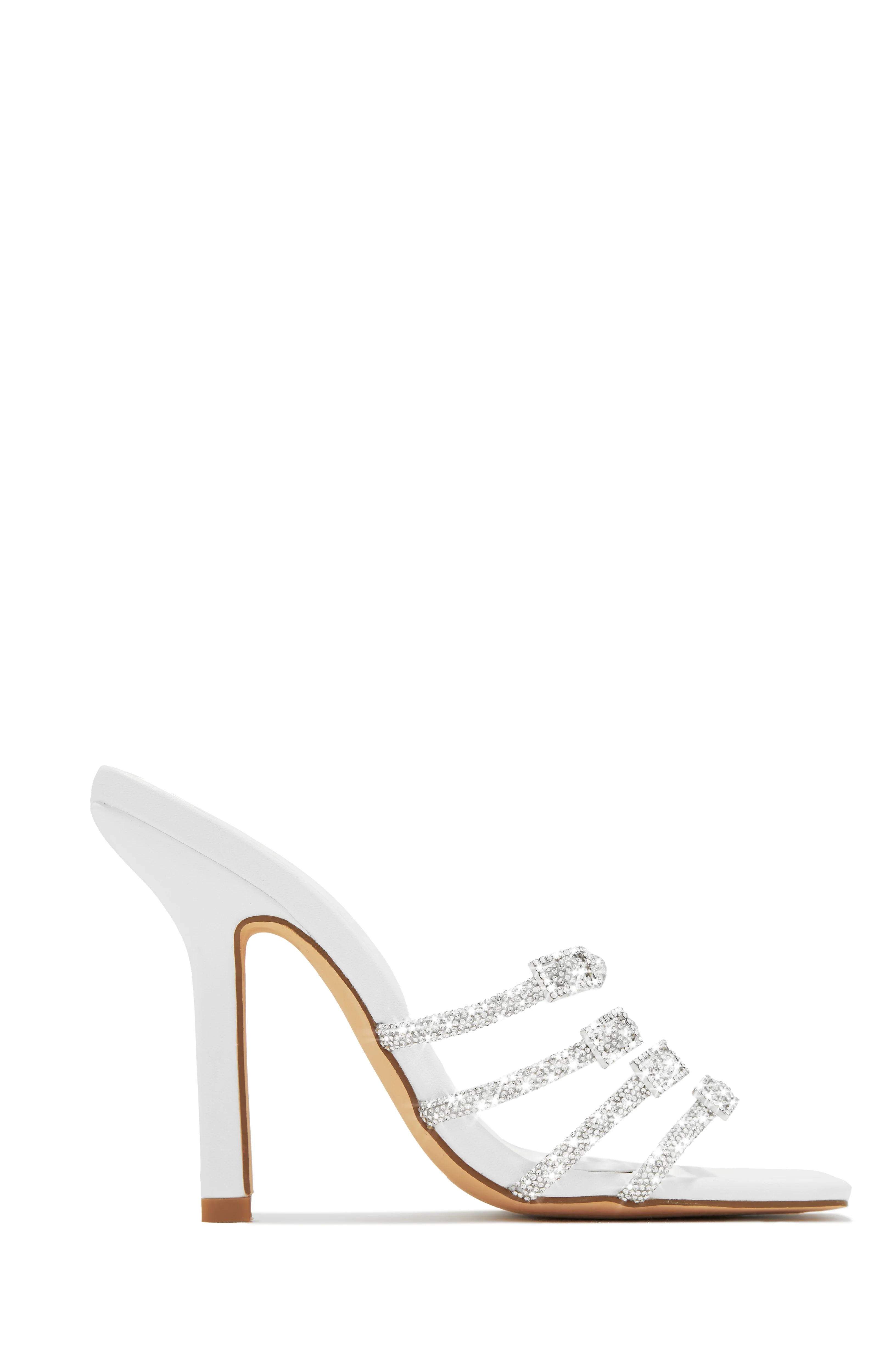 Champagne Taste Embellished High Heel Mules - White - Image 5
