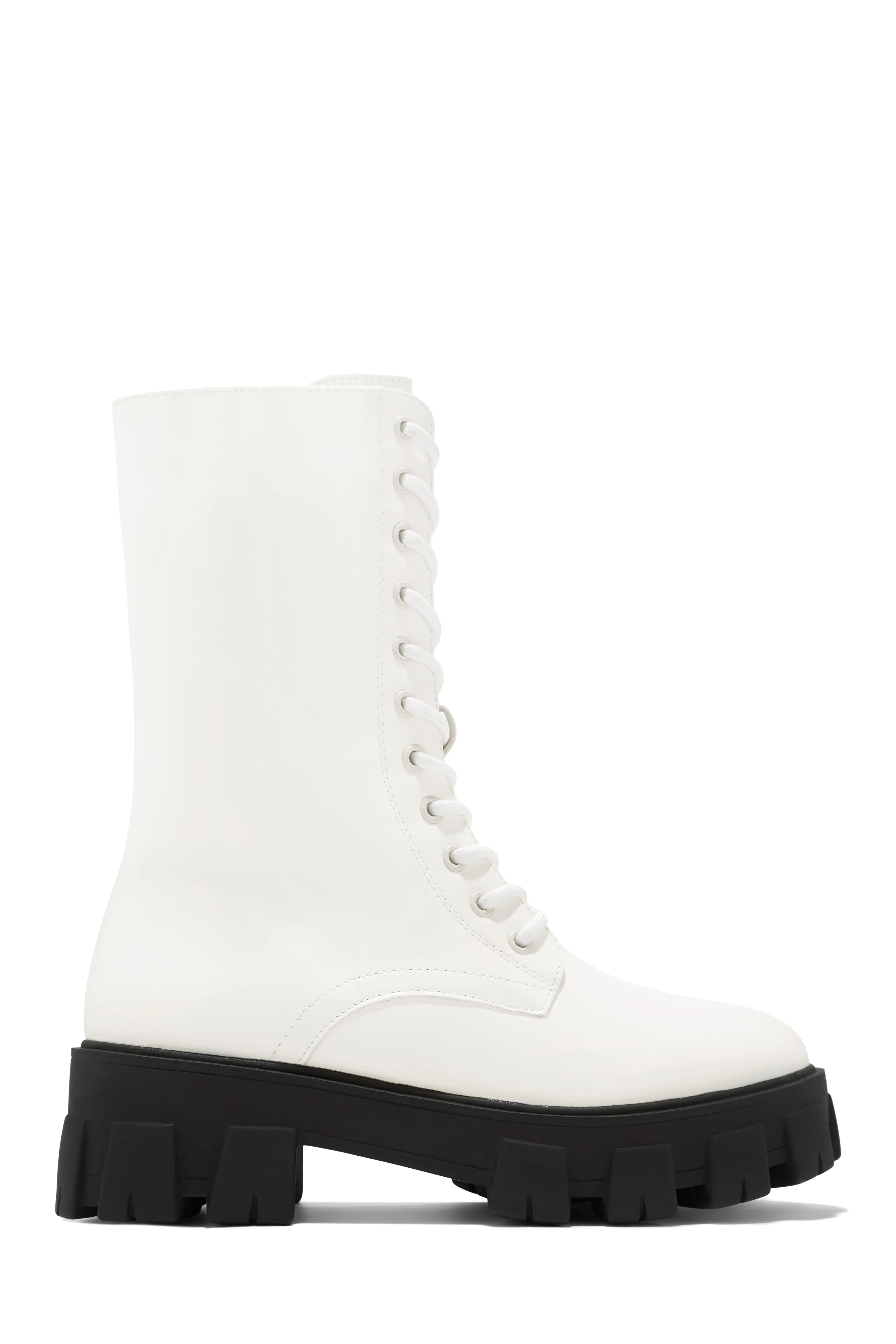 Dani Lace Up Combat Boots - White - Image 6