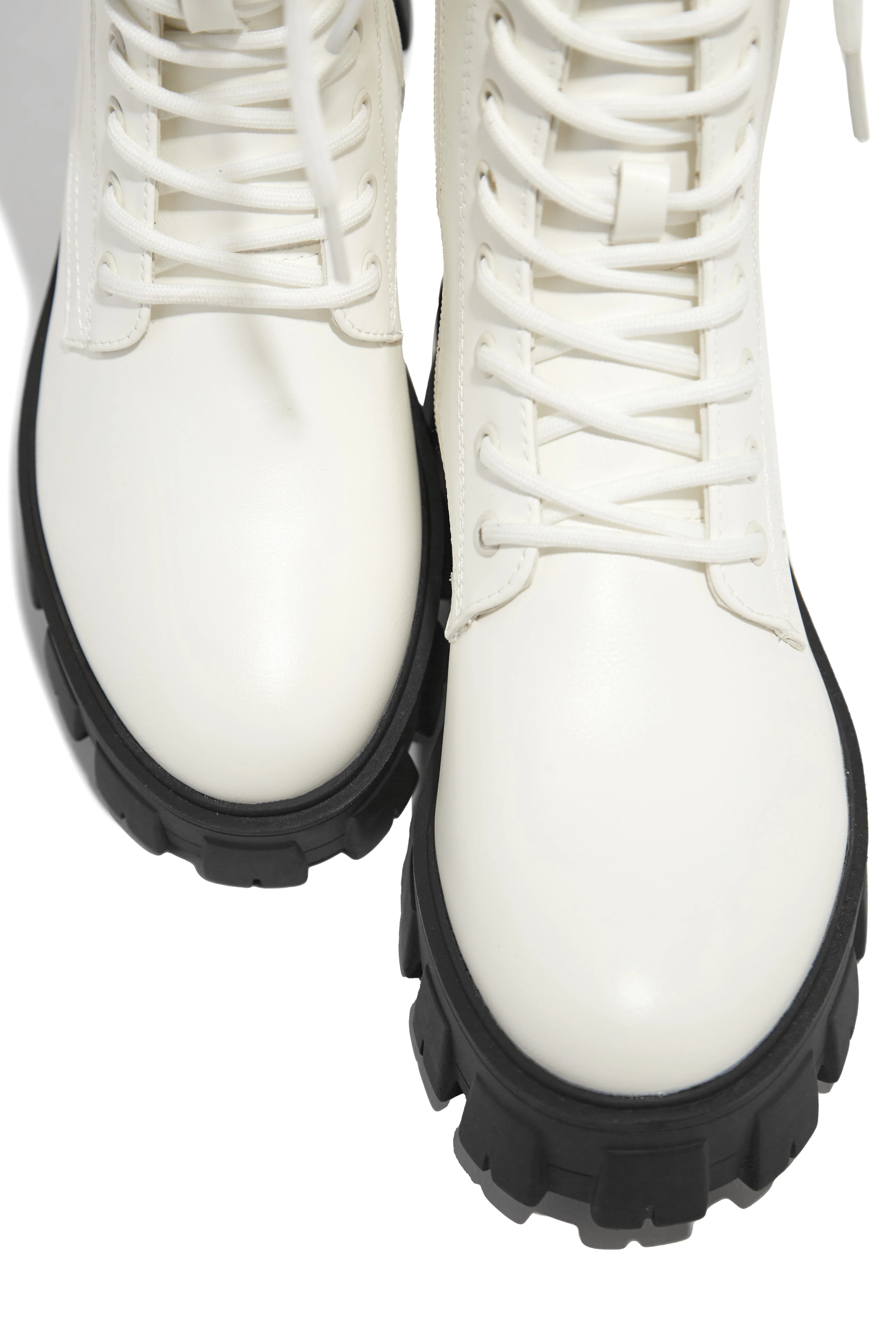 Dani Lace Up Combat Boots - White - Image 9