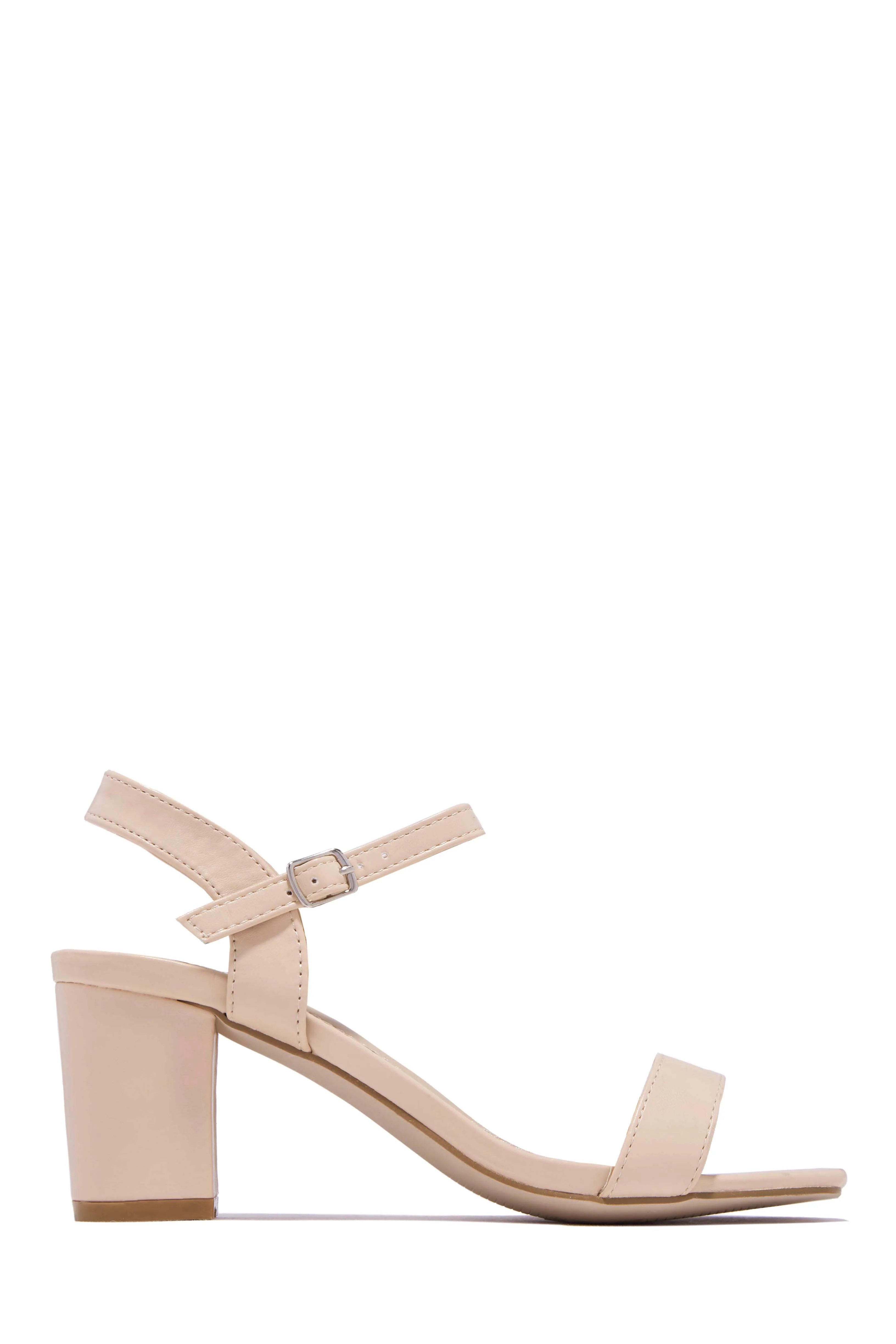 Deryna Ankle Strap Block Heels - Nude - Image 8