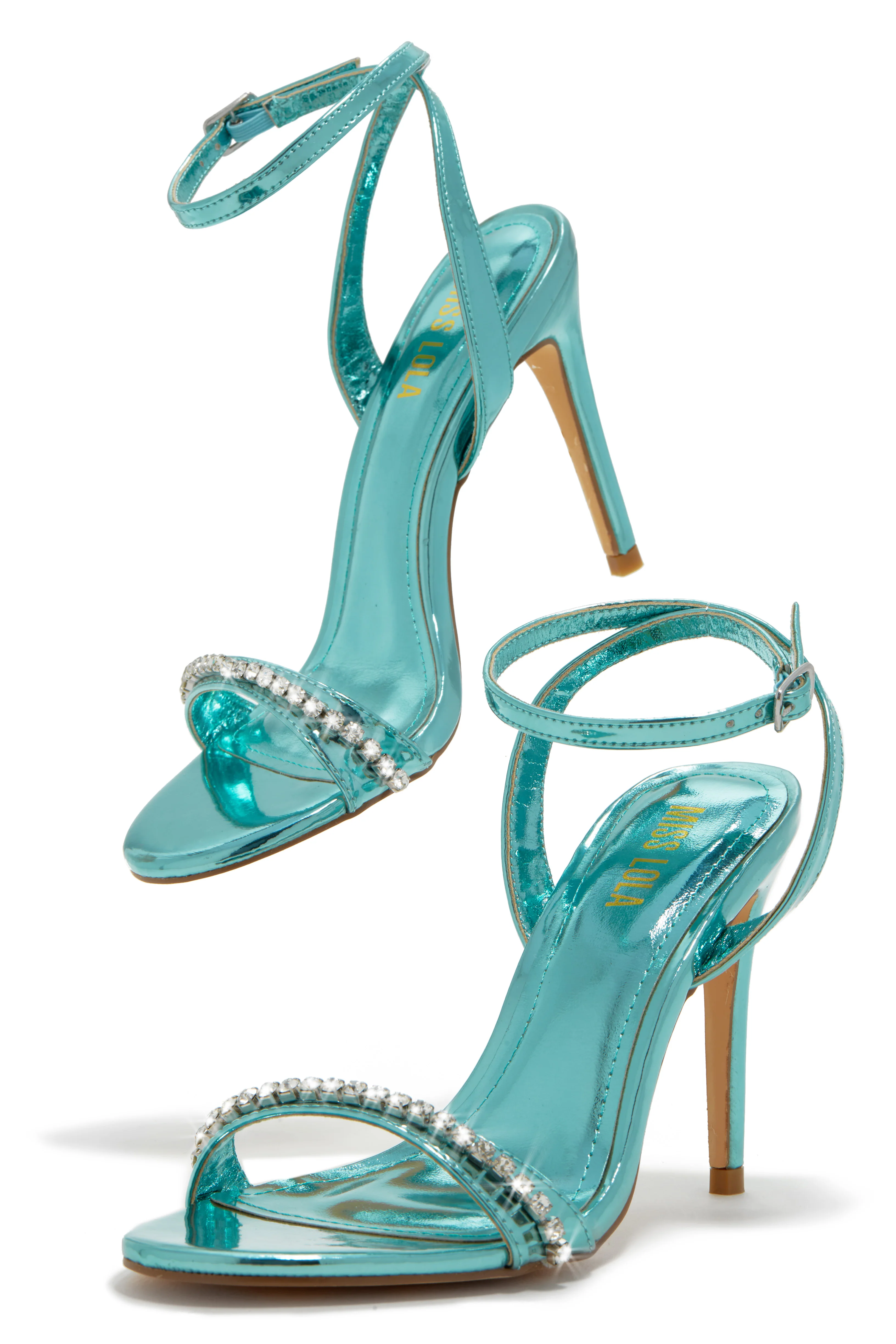 First Date Ankle Strap High Heels - Blue - Image 5