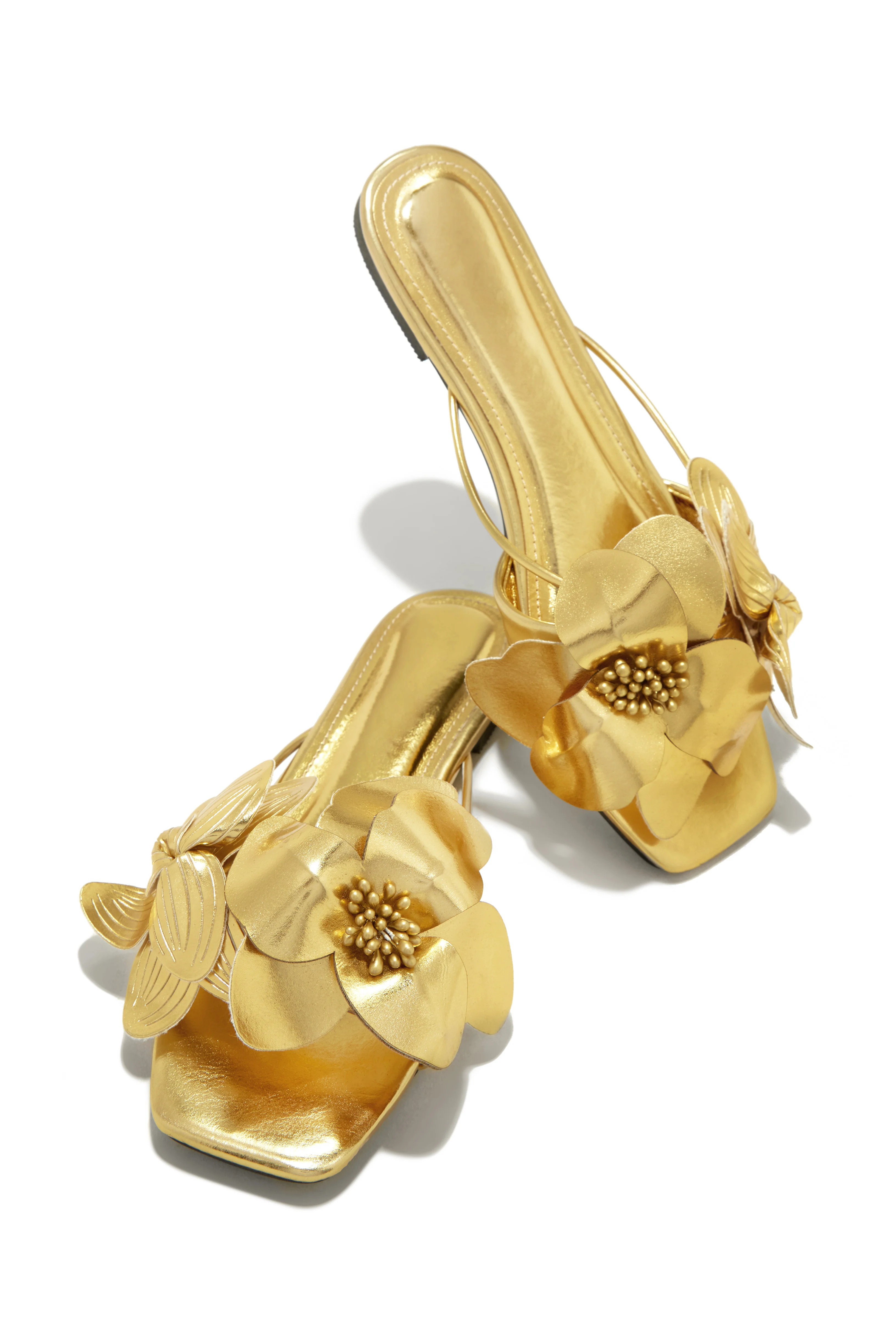 Golden Hour Floral Detail Slip On Sandals - Silver - Image 7