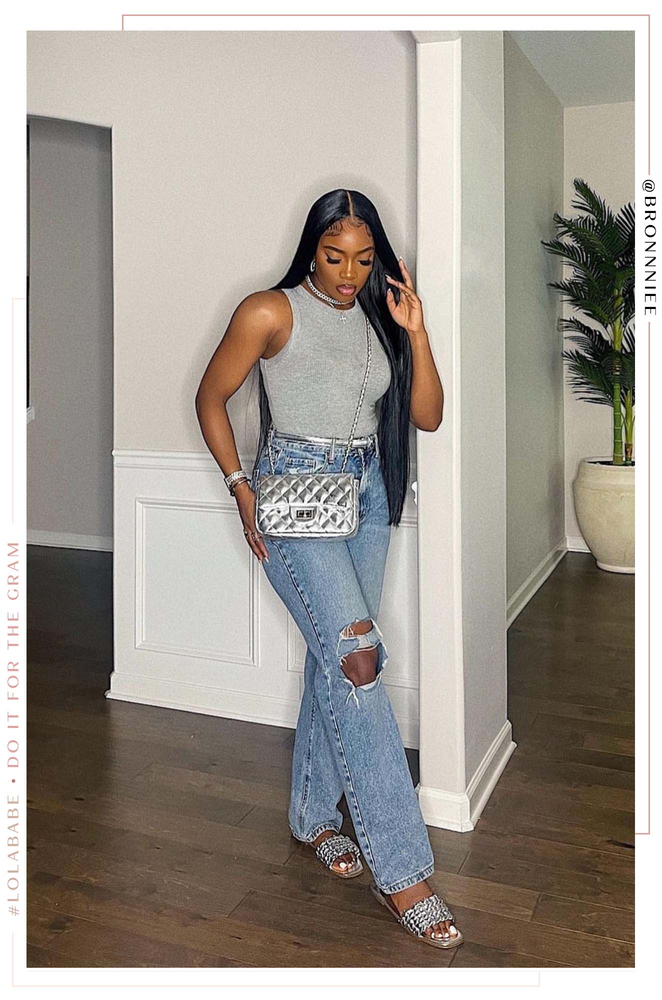 Got A Crush Sleeveless Bodysuit - Grey - Image 4