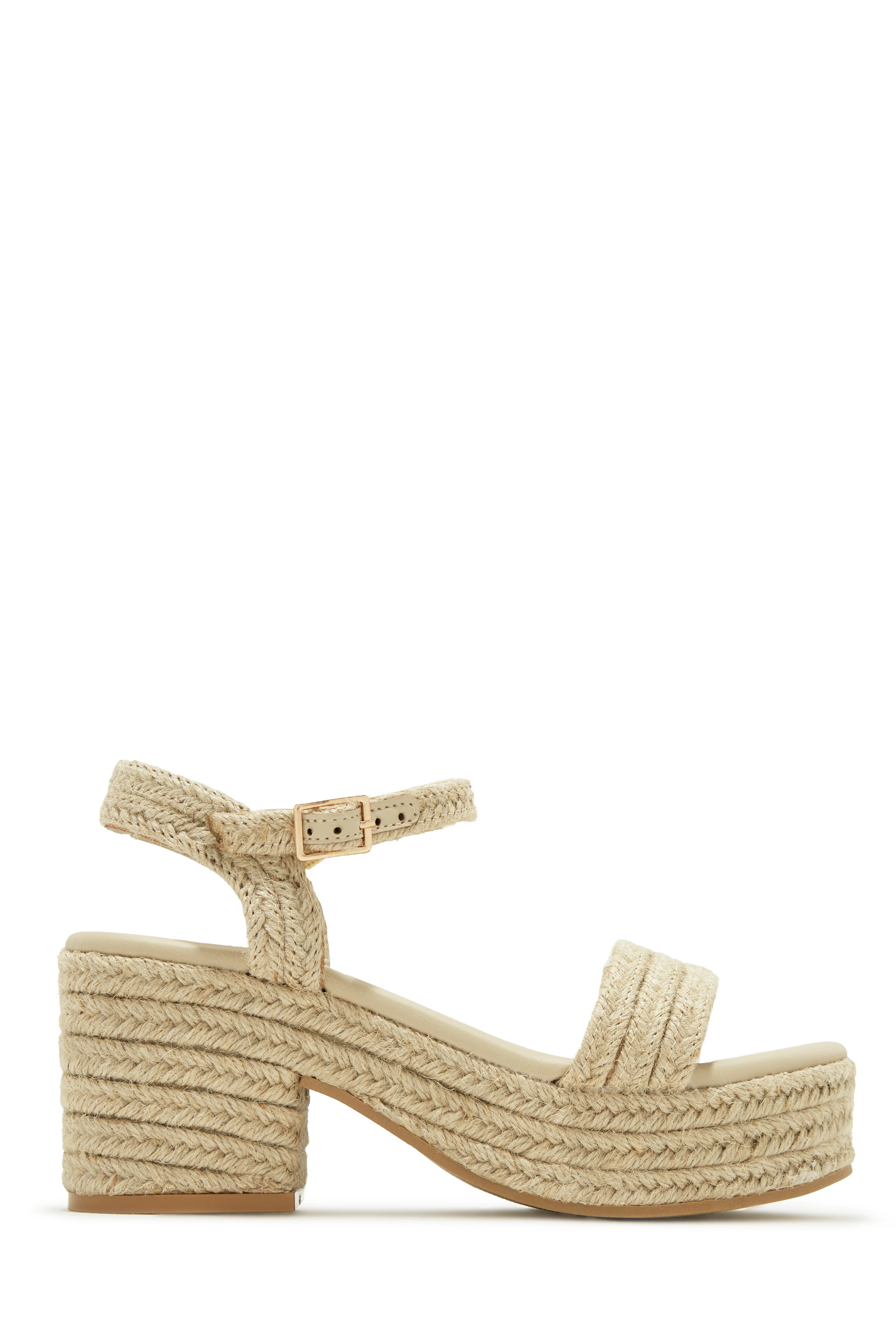 Hotel Capri Espadrille Platform Block Mid Heels - Gold - Image 6