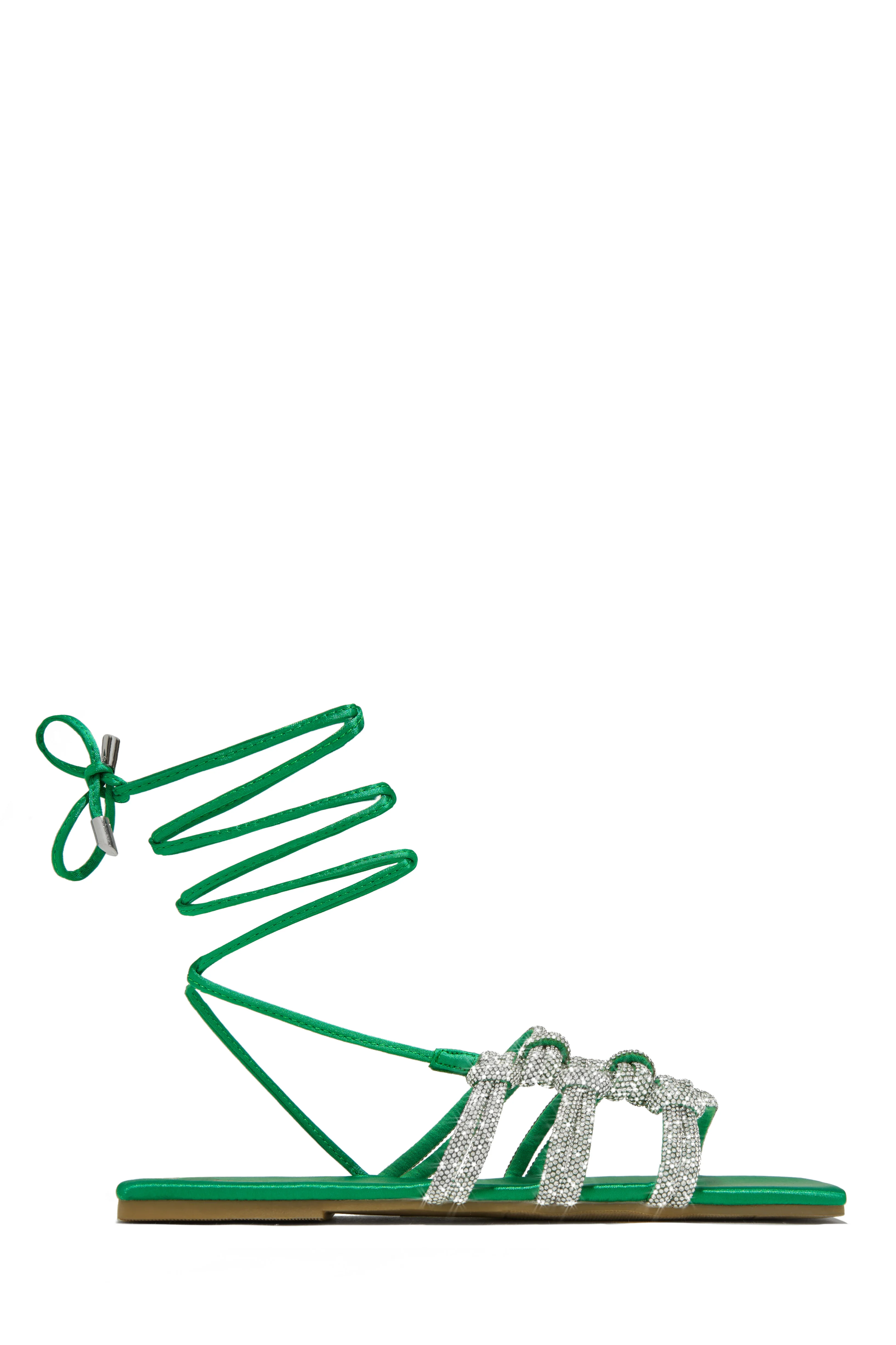 Ibiza Nights Embellished Lace Up Sandals - Green - Image 5