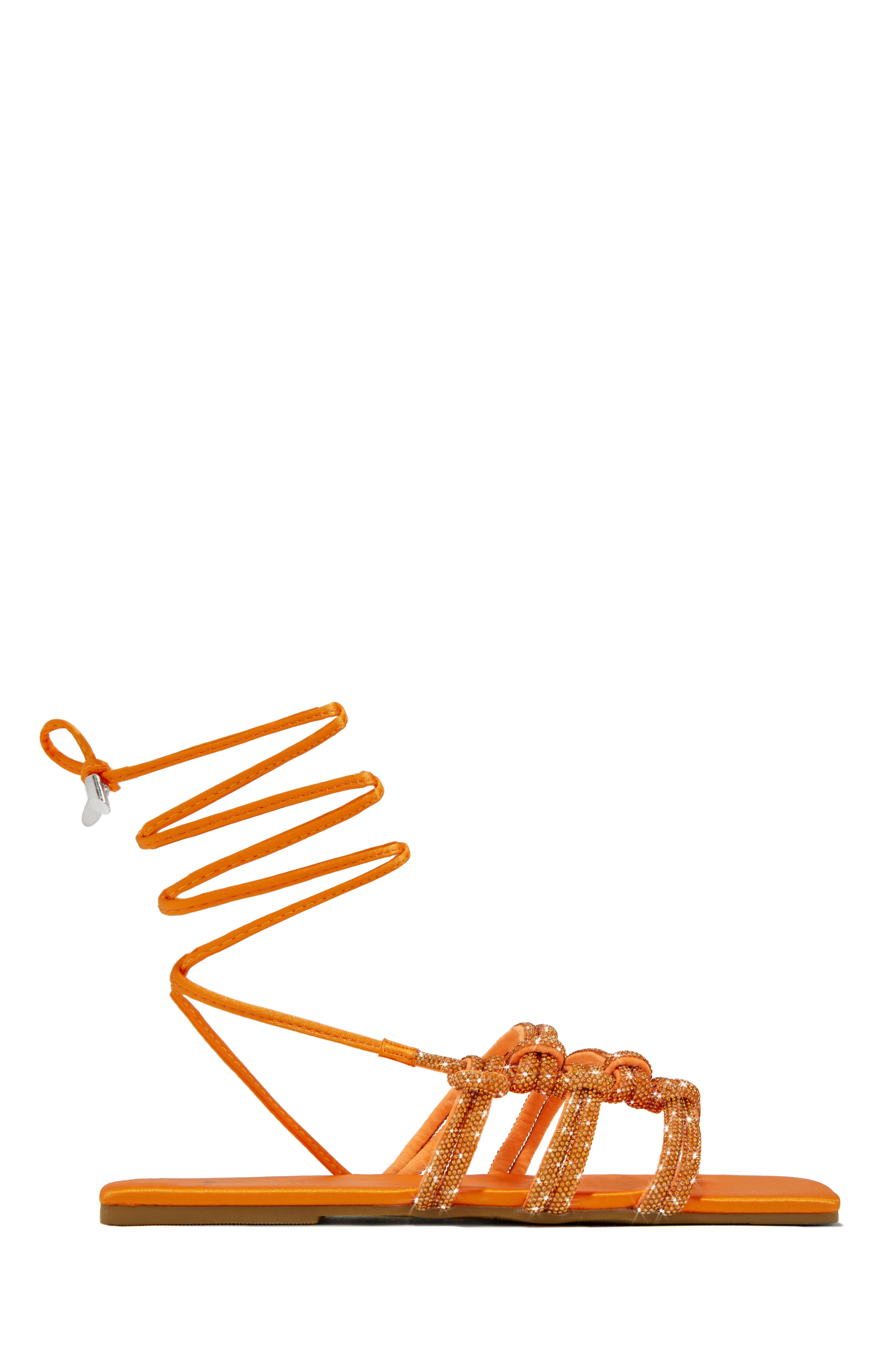 Ibiza Nights Embellished Lace Up Sandals - Orange - Image 5