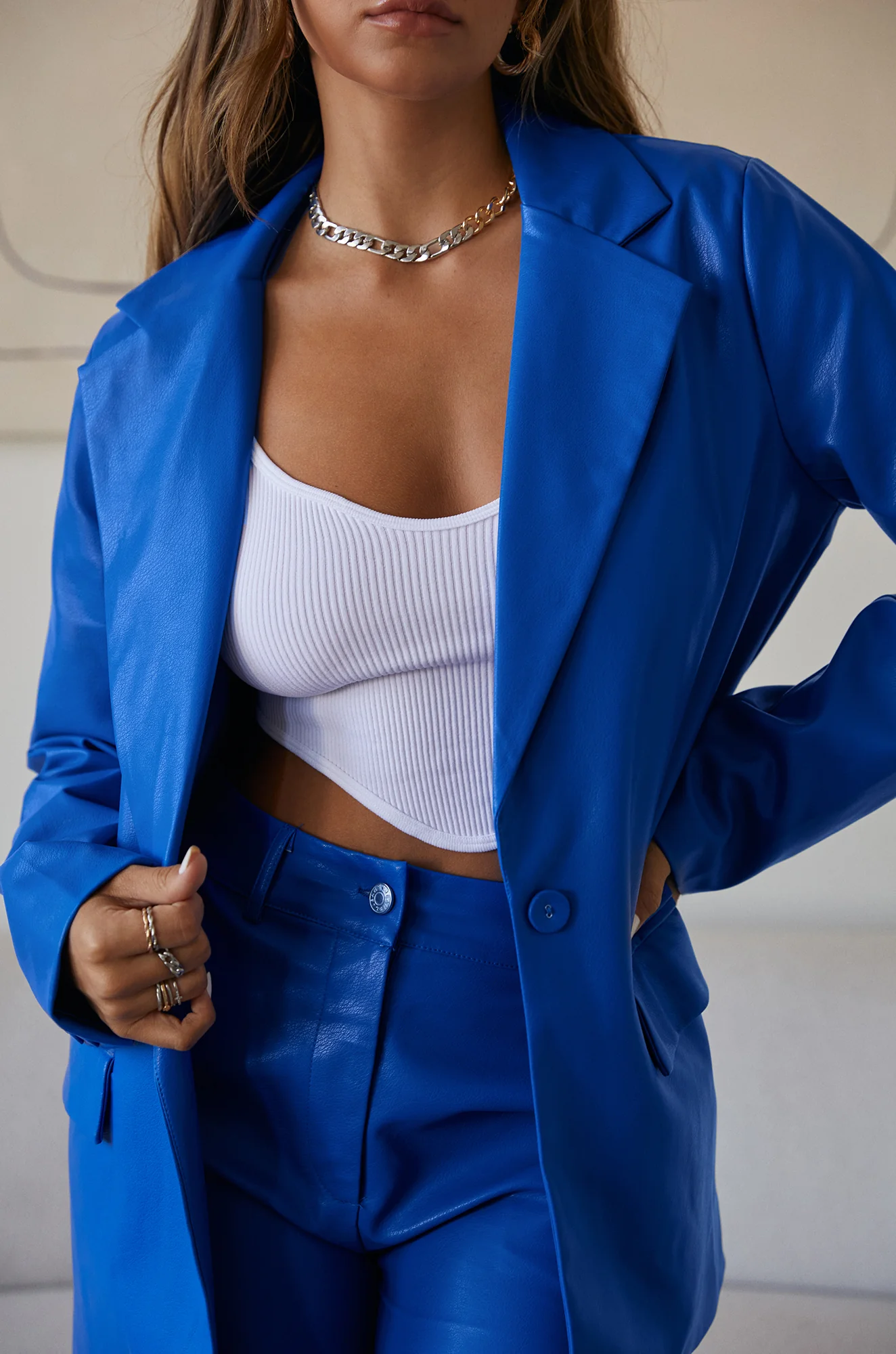 Jinelle PU Blazer Jacket - Pink - Image 10