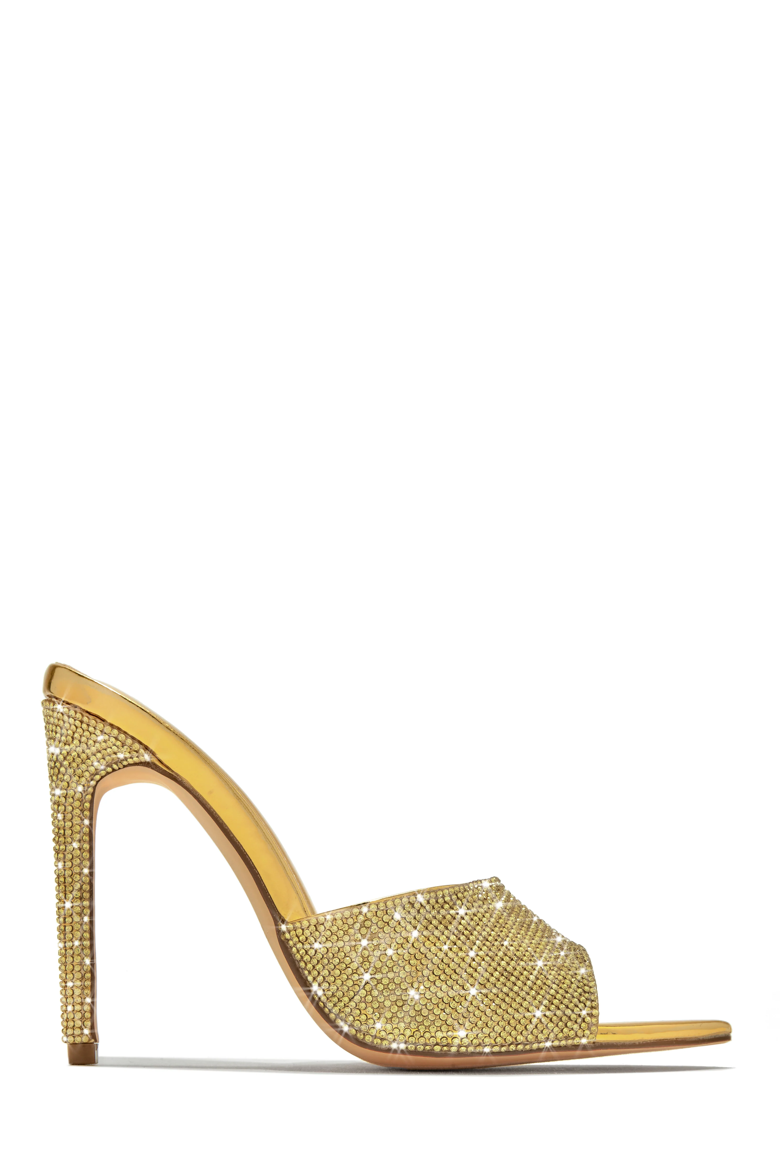 Juliene Embellished High Heel Mules - Gold - Image 5