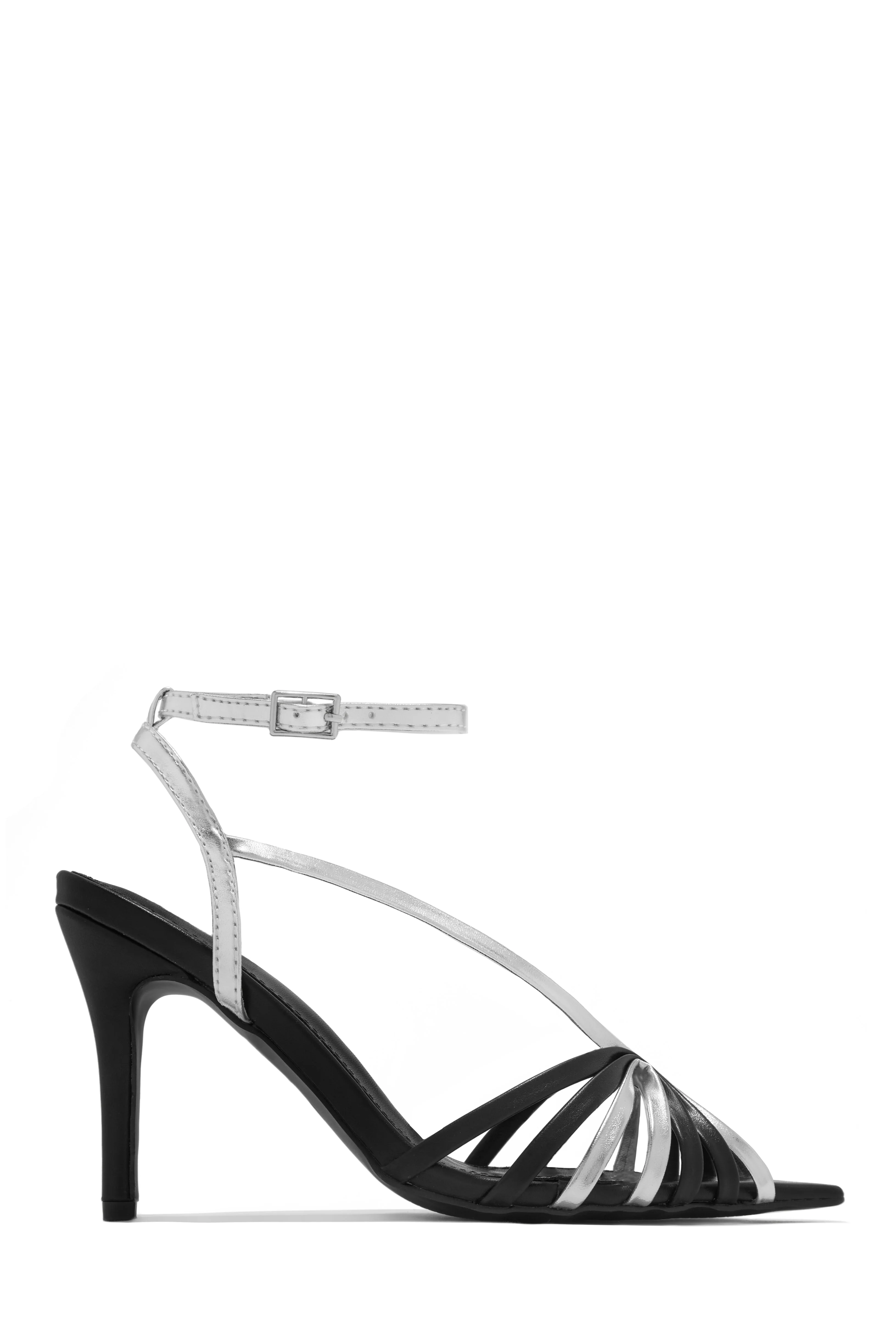 Kataya Ankle Strap Pointed Toe Heels - Black - Image 7