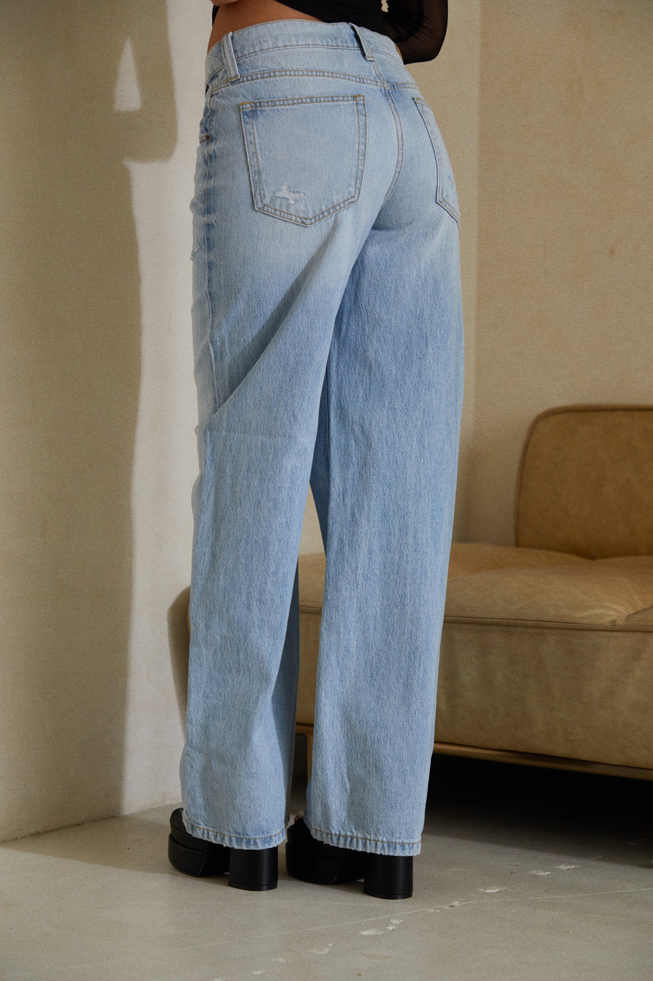 Katie High Waist Wide Leg Pant - Denim - Image 14