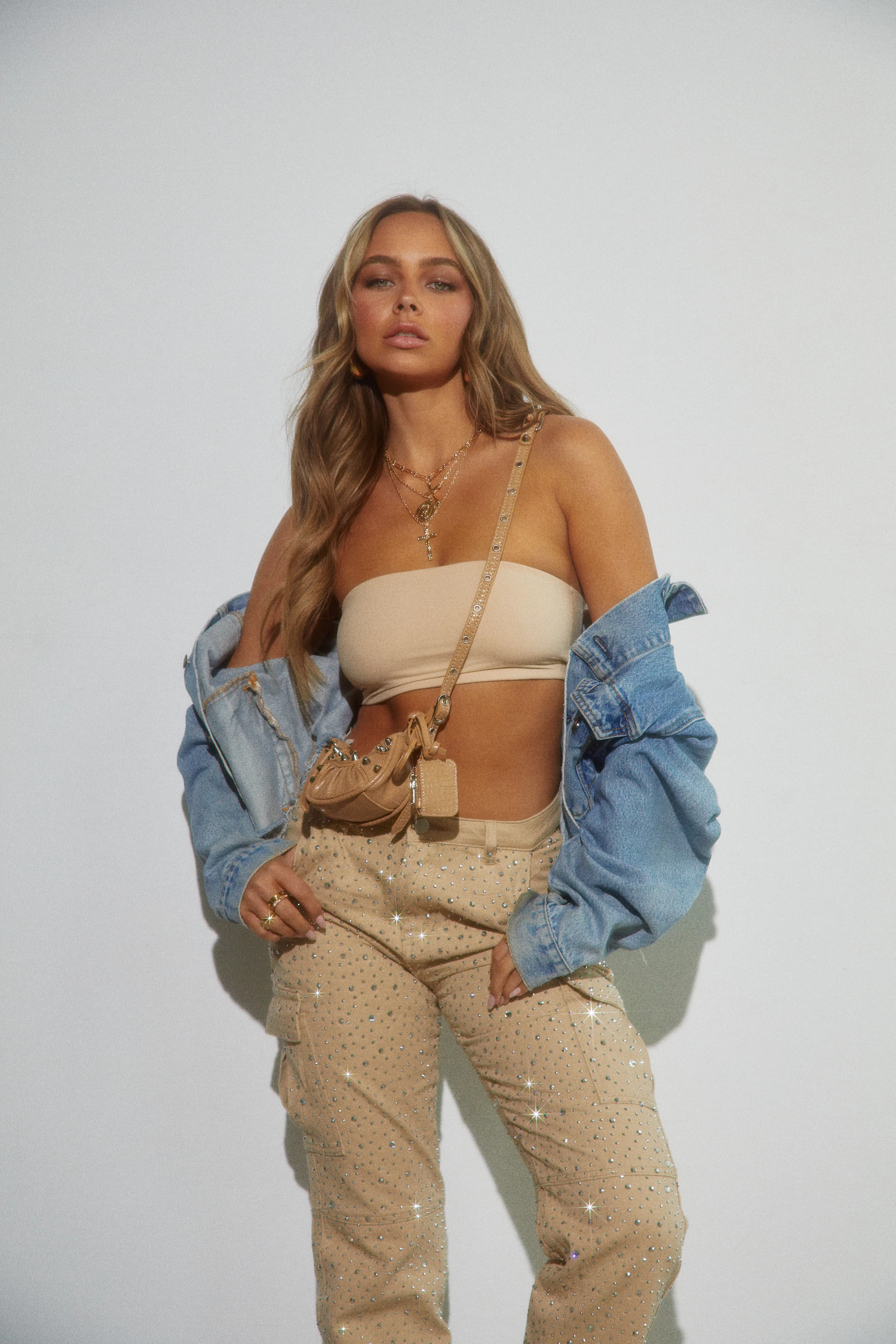 Kyana Embellished Cargo Pants - Nude - Image 6