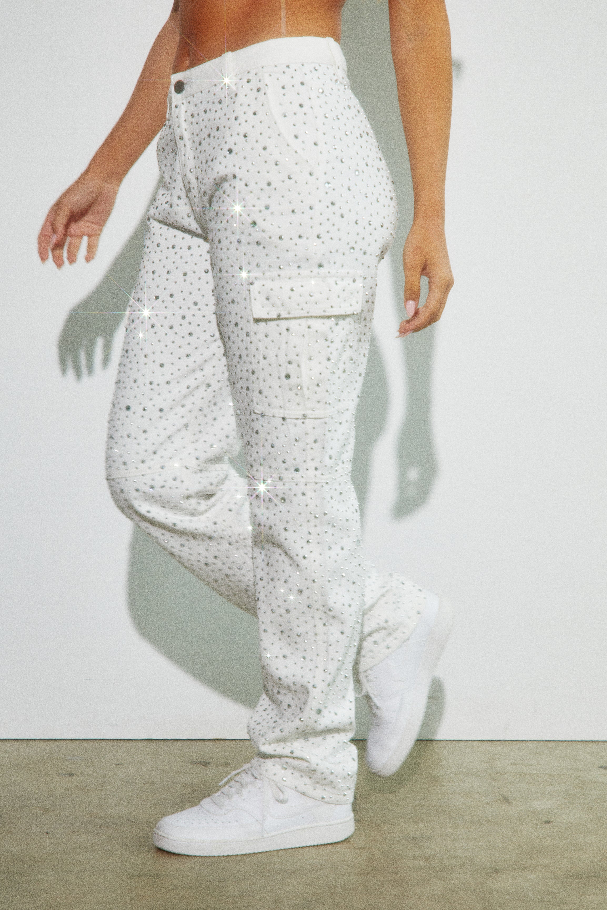 Kyana Embellished Cargo Pants - White - Image 5