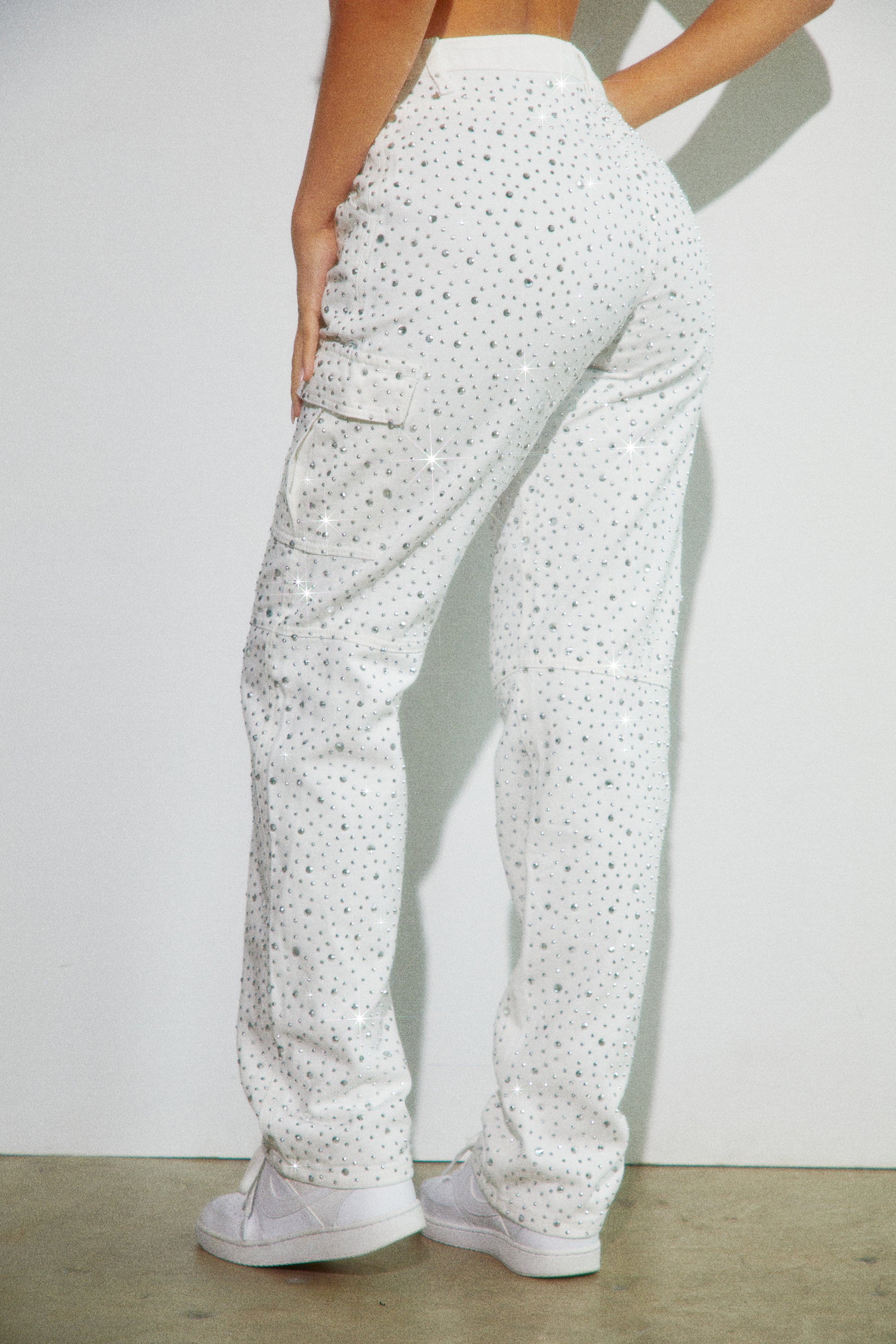 Kyana Embellished Cargo Pants - White - Image 7