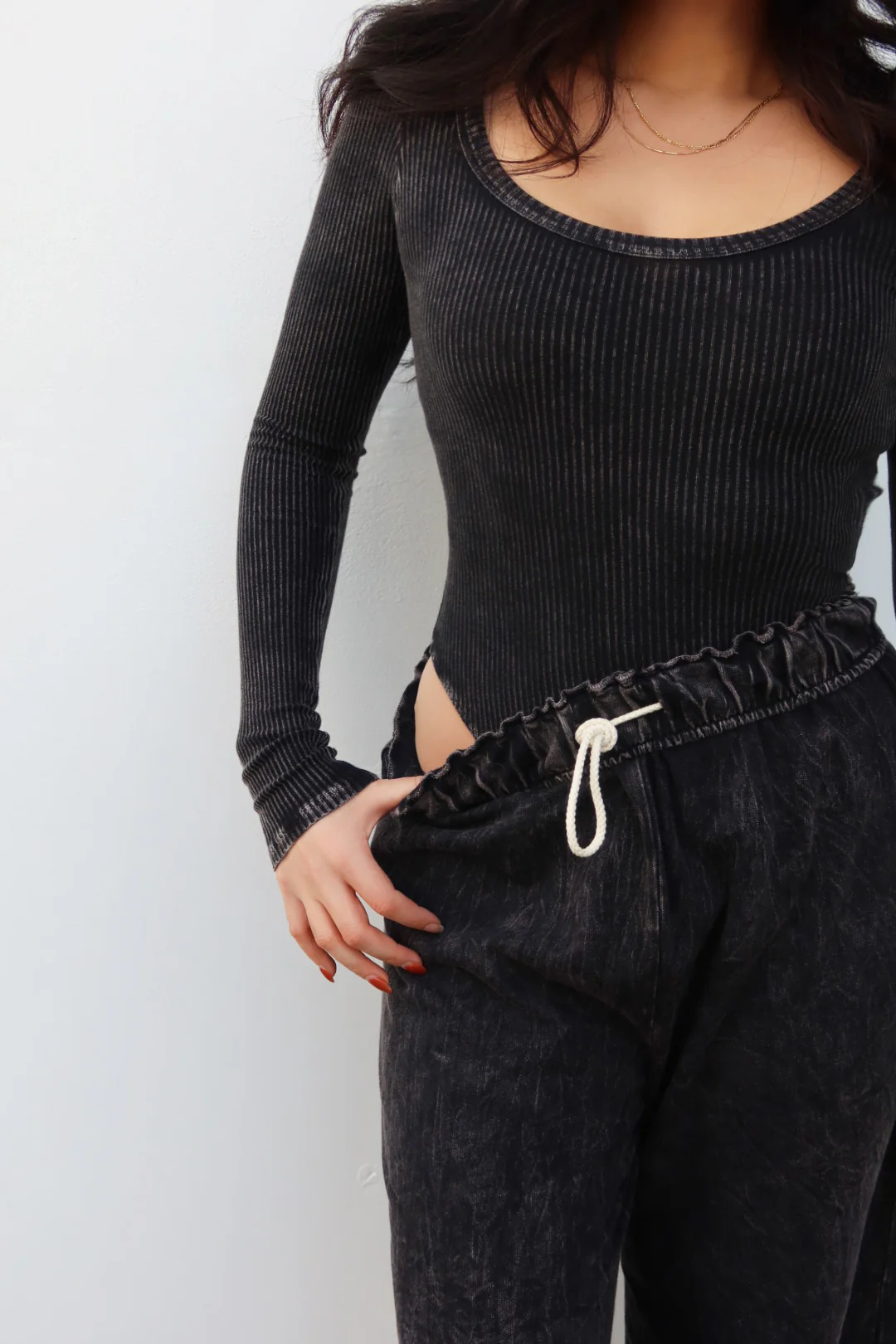 Levie Long Sleeve Bodysuit - Black - Image 3