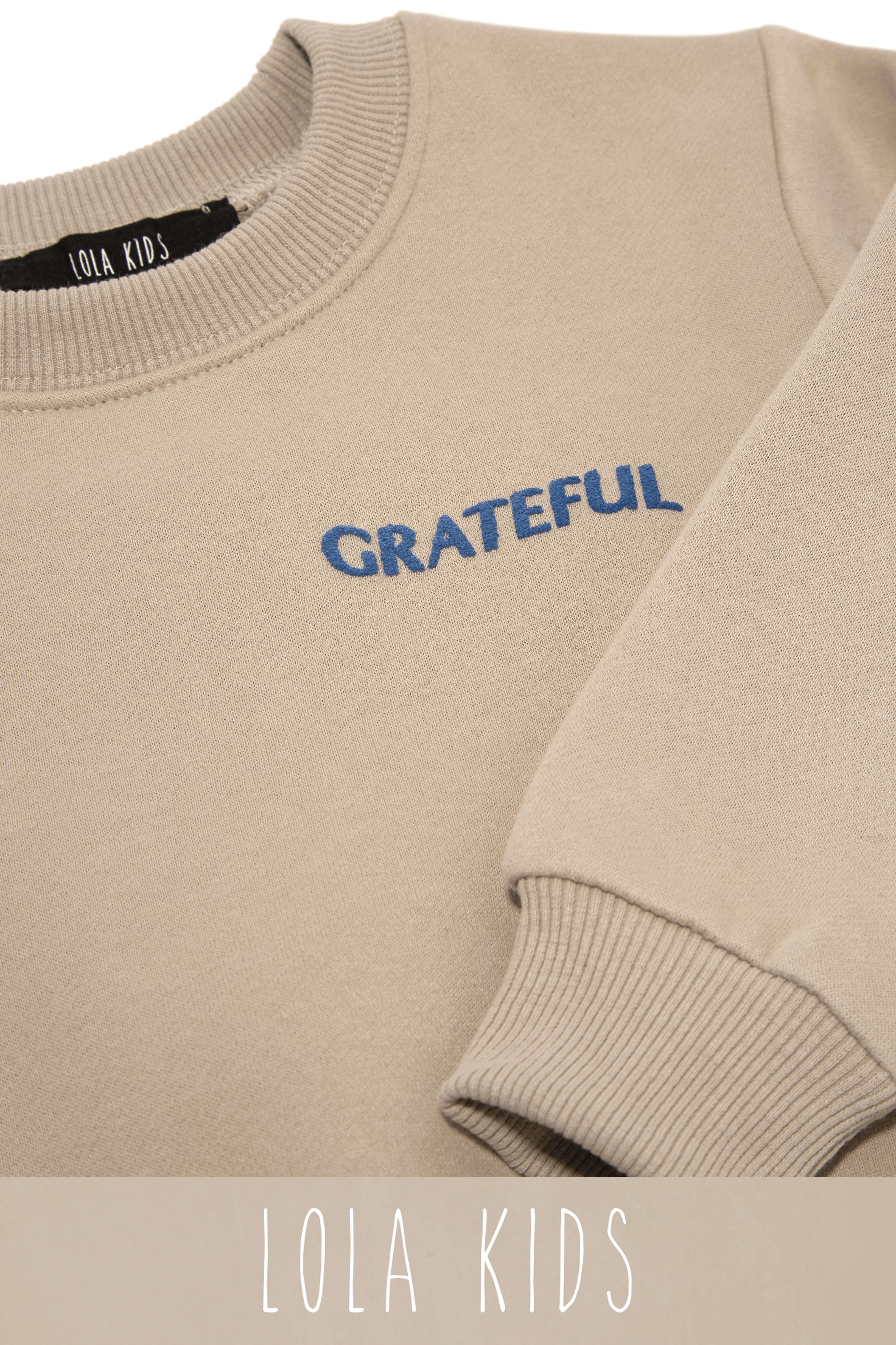 Little Lola Grateful Crewneck Exclusive Kids Unisex Crewneck - Nude - Image 4