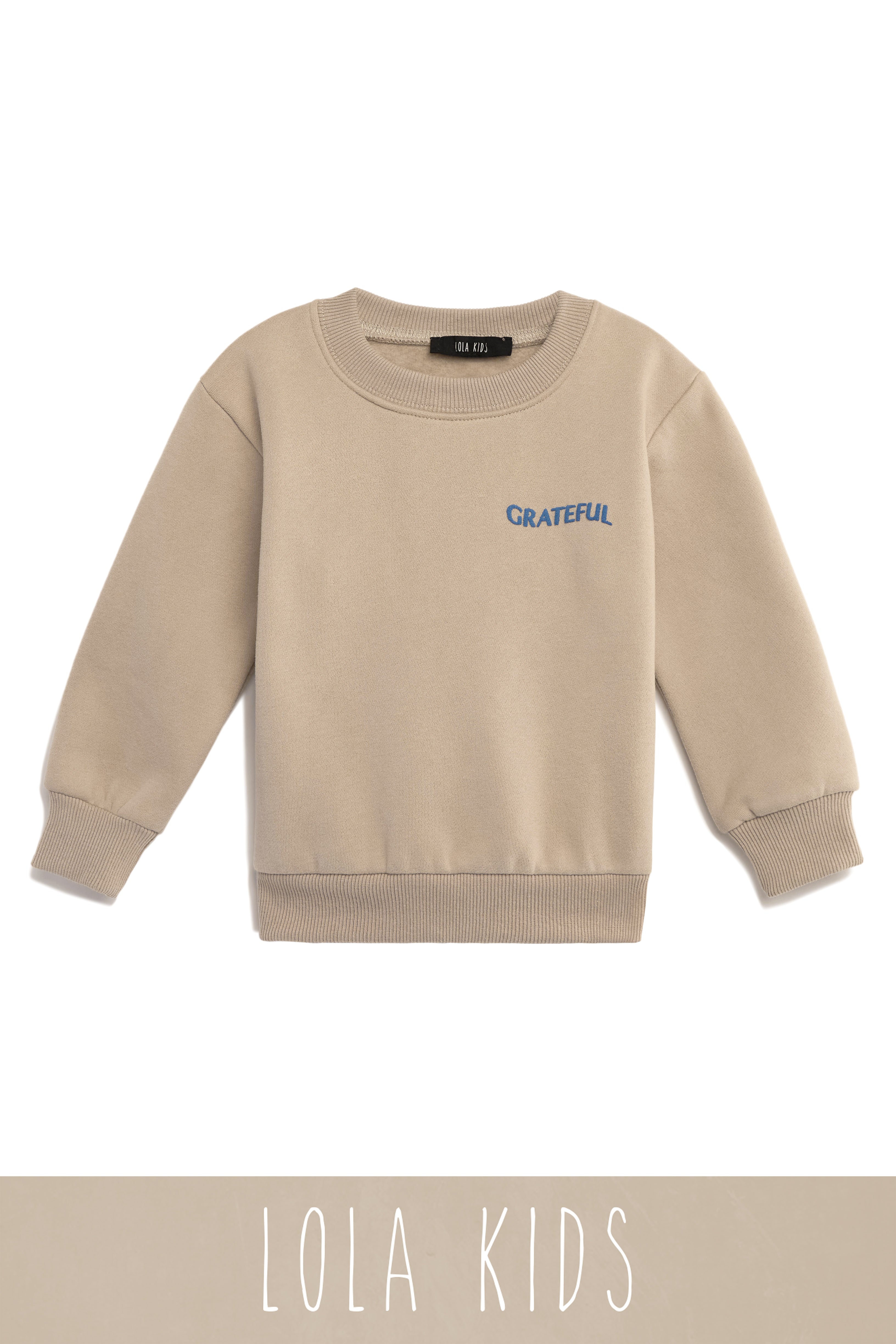 Little Lola Grateful Crewneck Exclusive Kids Unisex Crewneck - Nude - Image 5