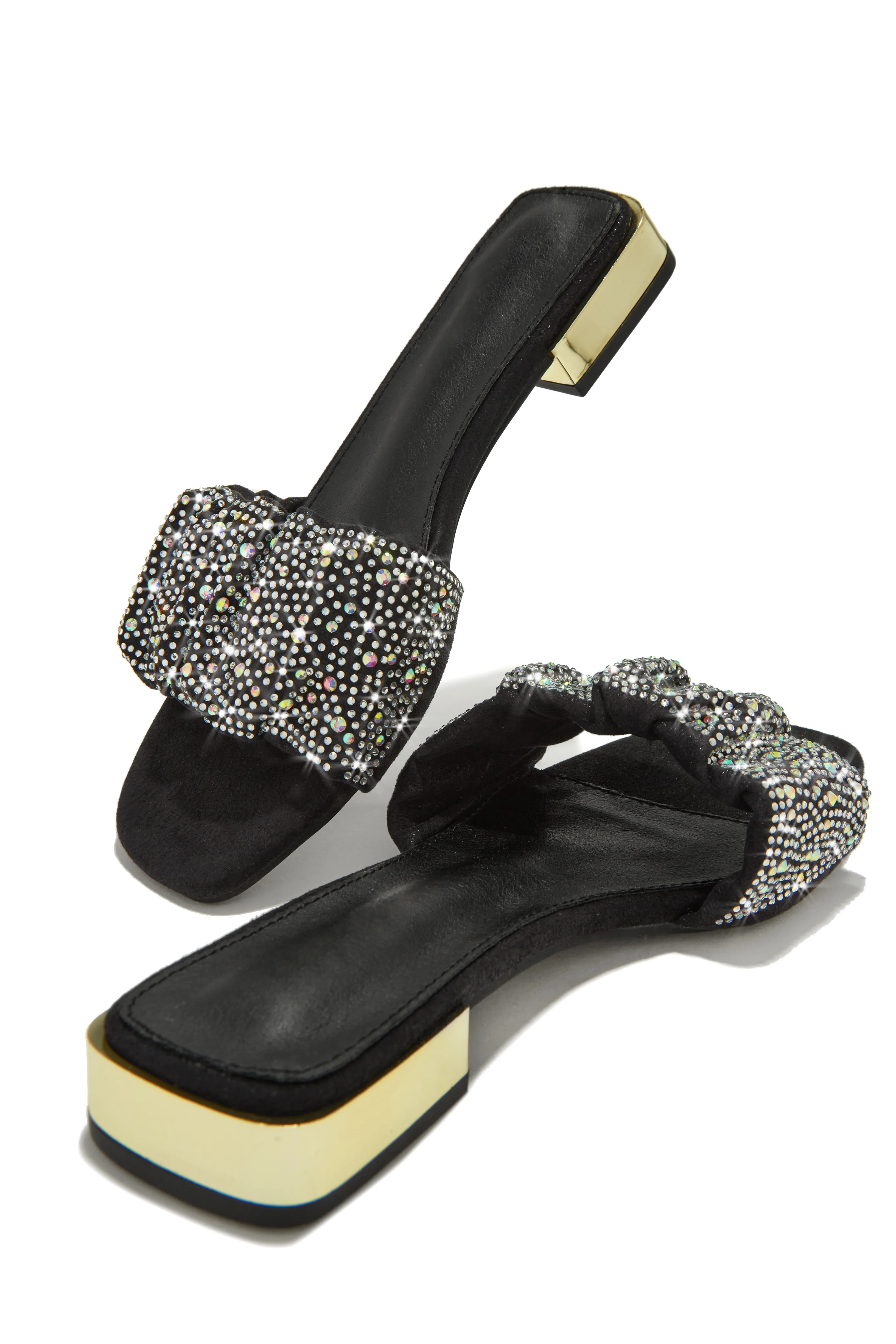Long Weekend Ready Embellished Slip On Sandals - Black - Image 4