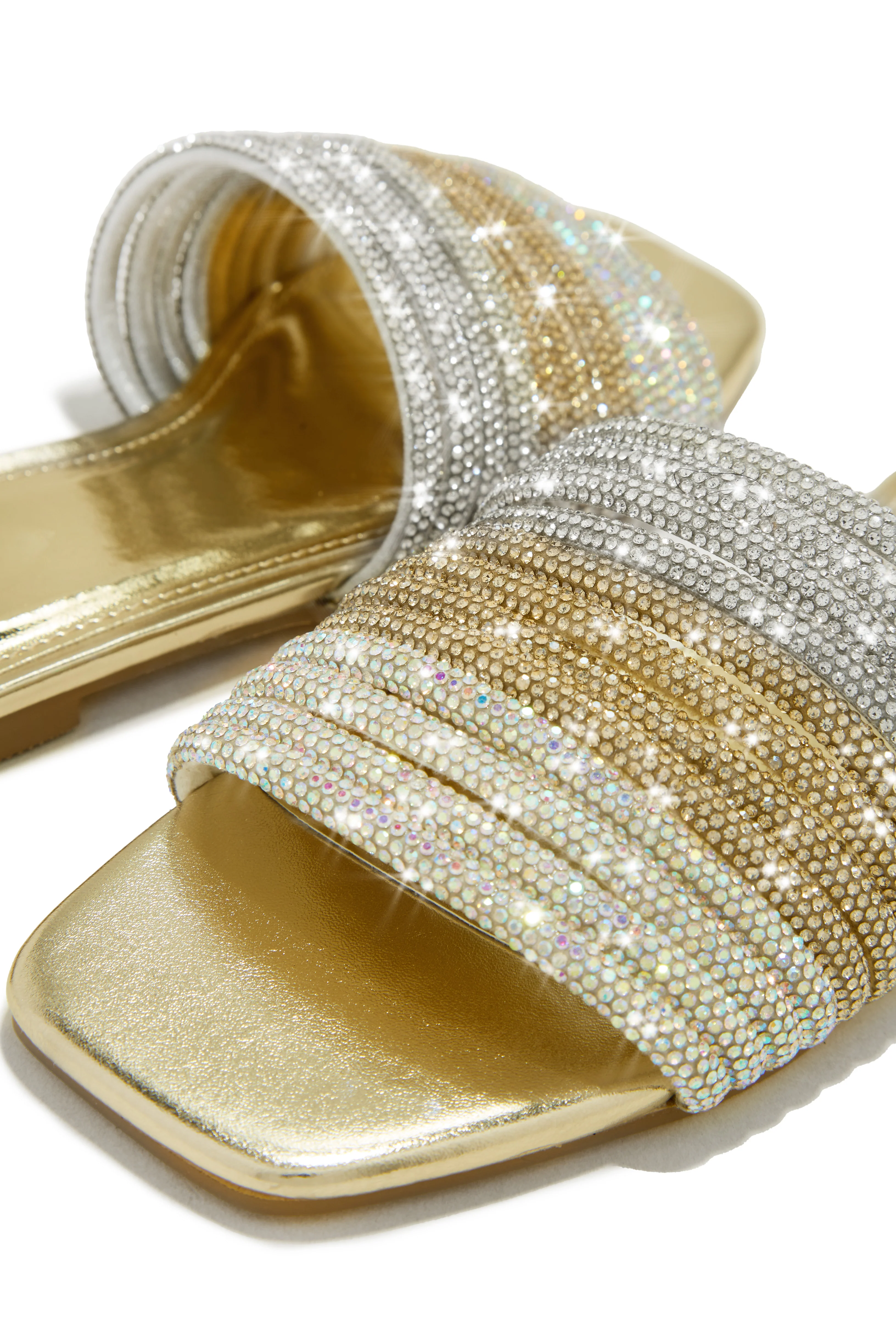 Luxe Resort Wear Embellished Slip On Sandals - Gold - Image 3