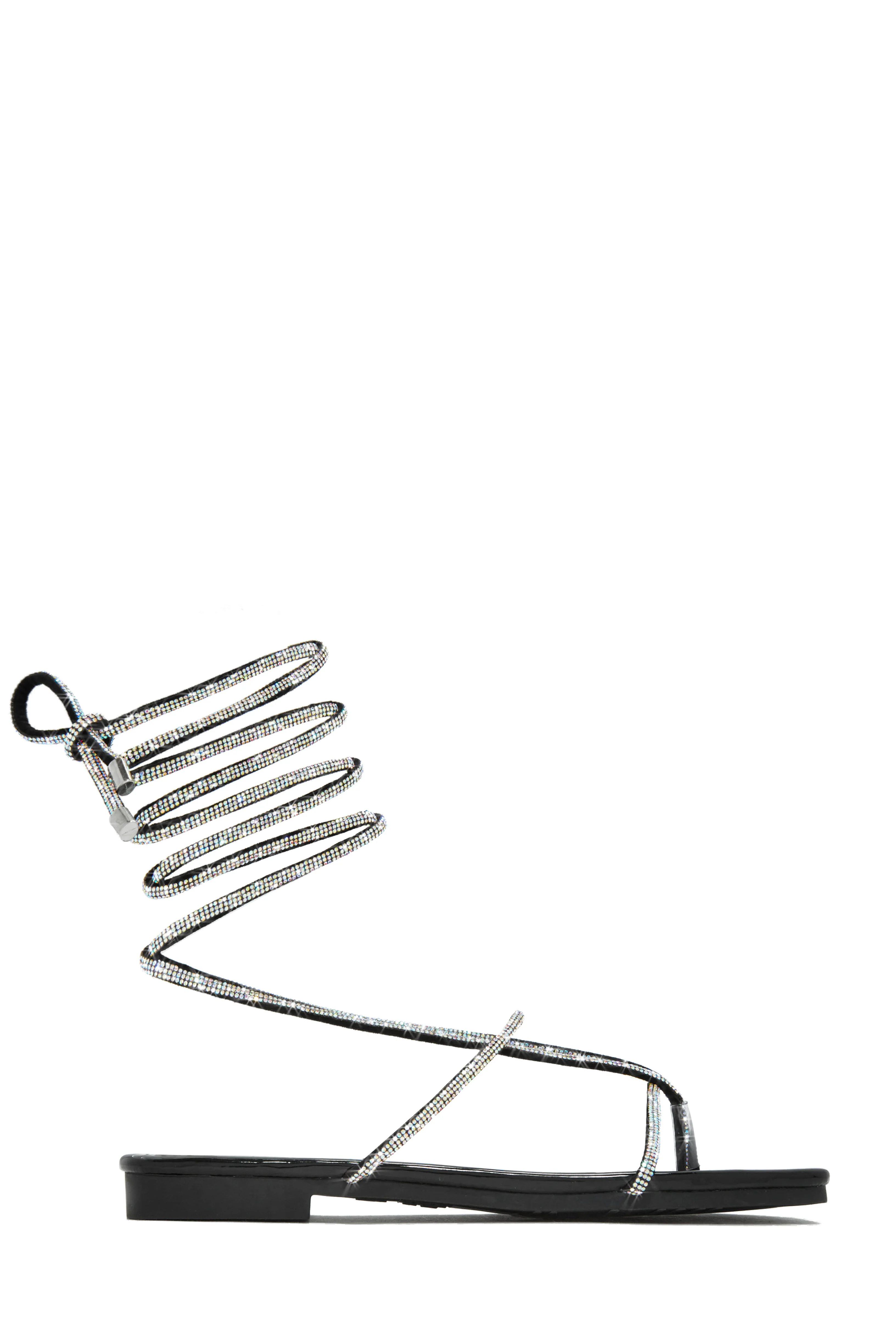 Luxury Oasis Embellished Lace Up Sandals - Black - Image 4