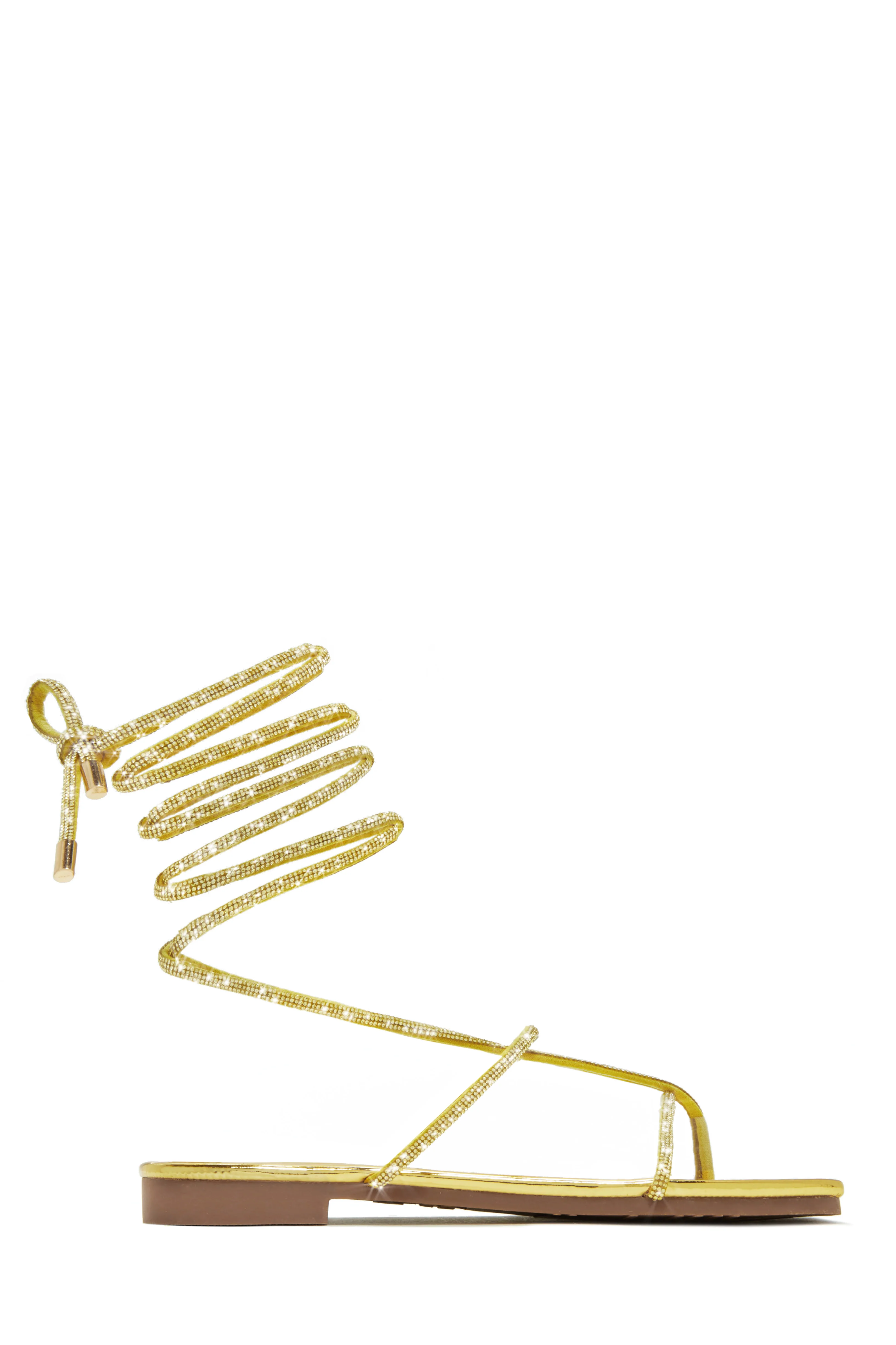 Luxury Oasis Embellished Lace Up Sandals - Gold - Image 6