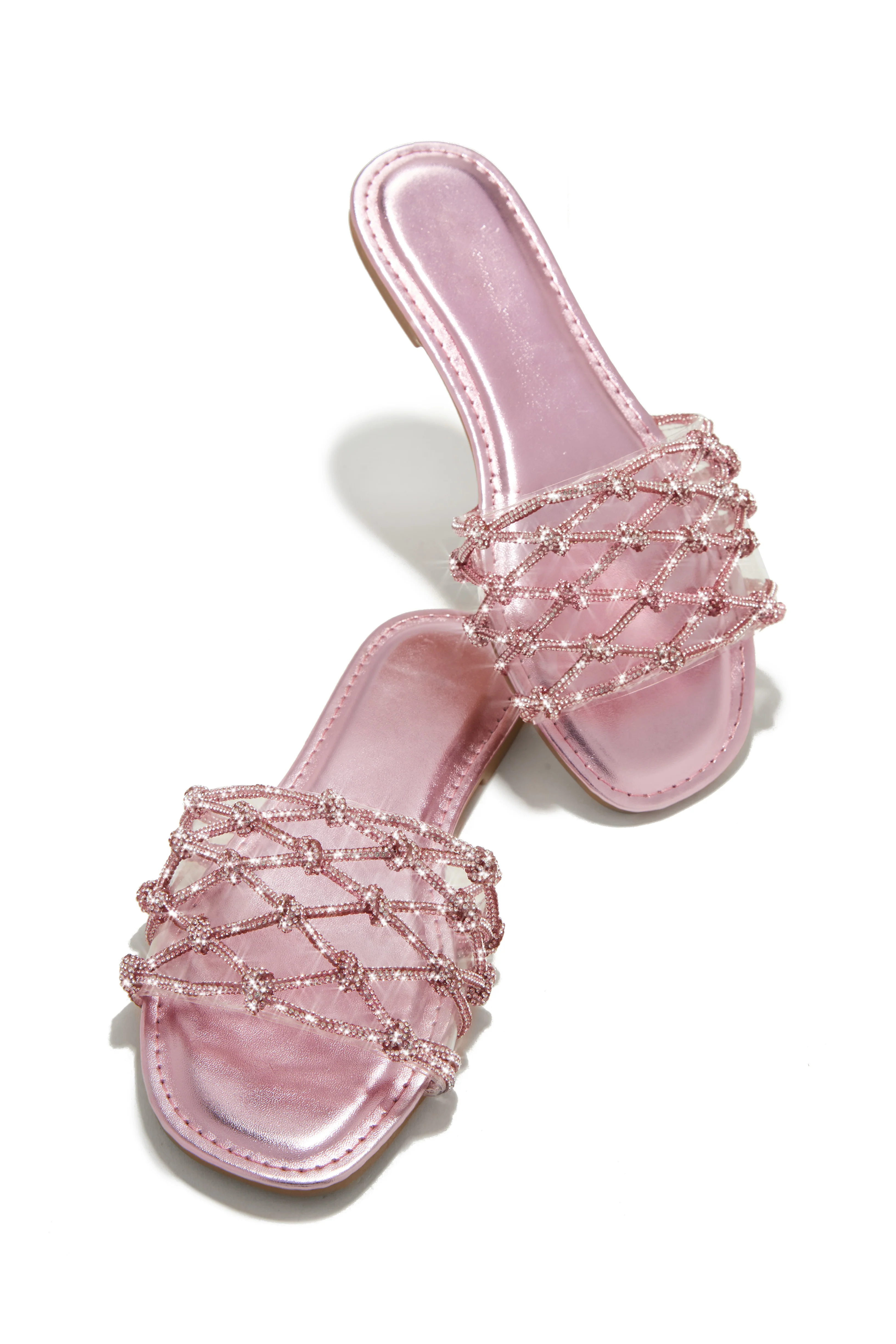 Luxury Villa Embellished Slip On Sandals - Pink - Image 6
