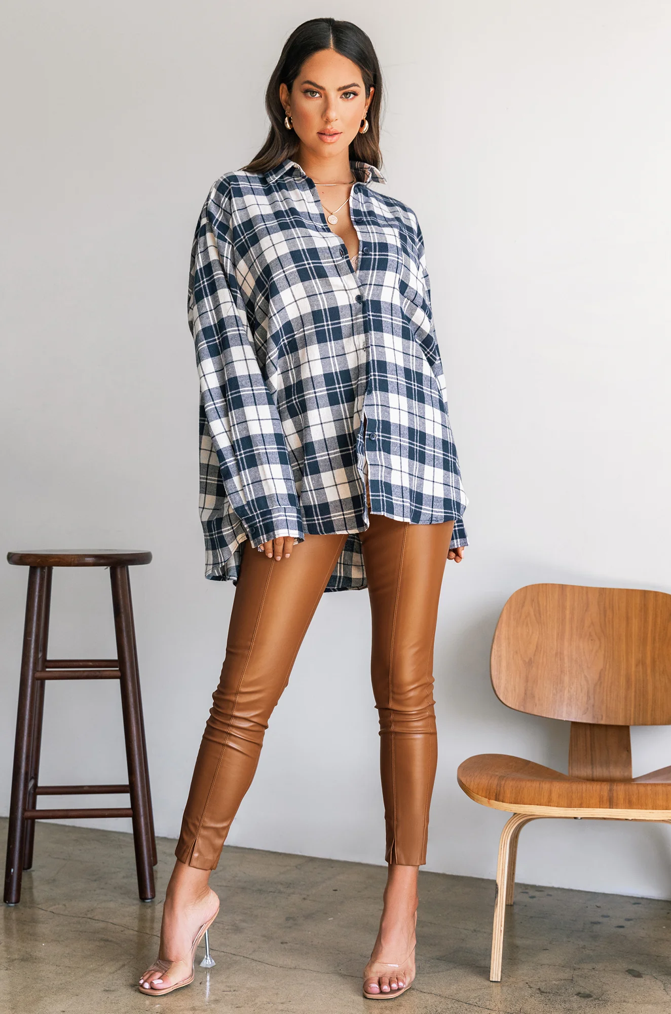 Make Jaws Drop High Waist Skinny PU Pant - Camel - Image 8