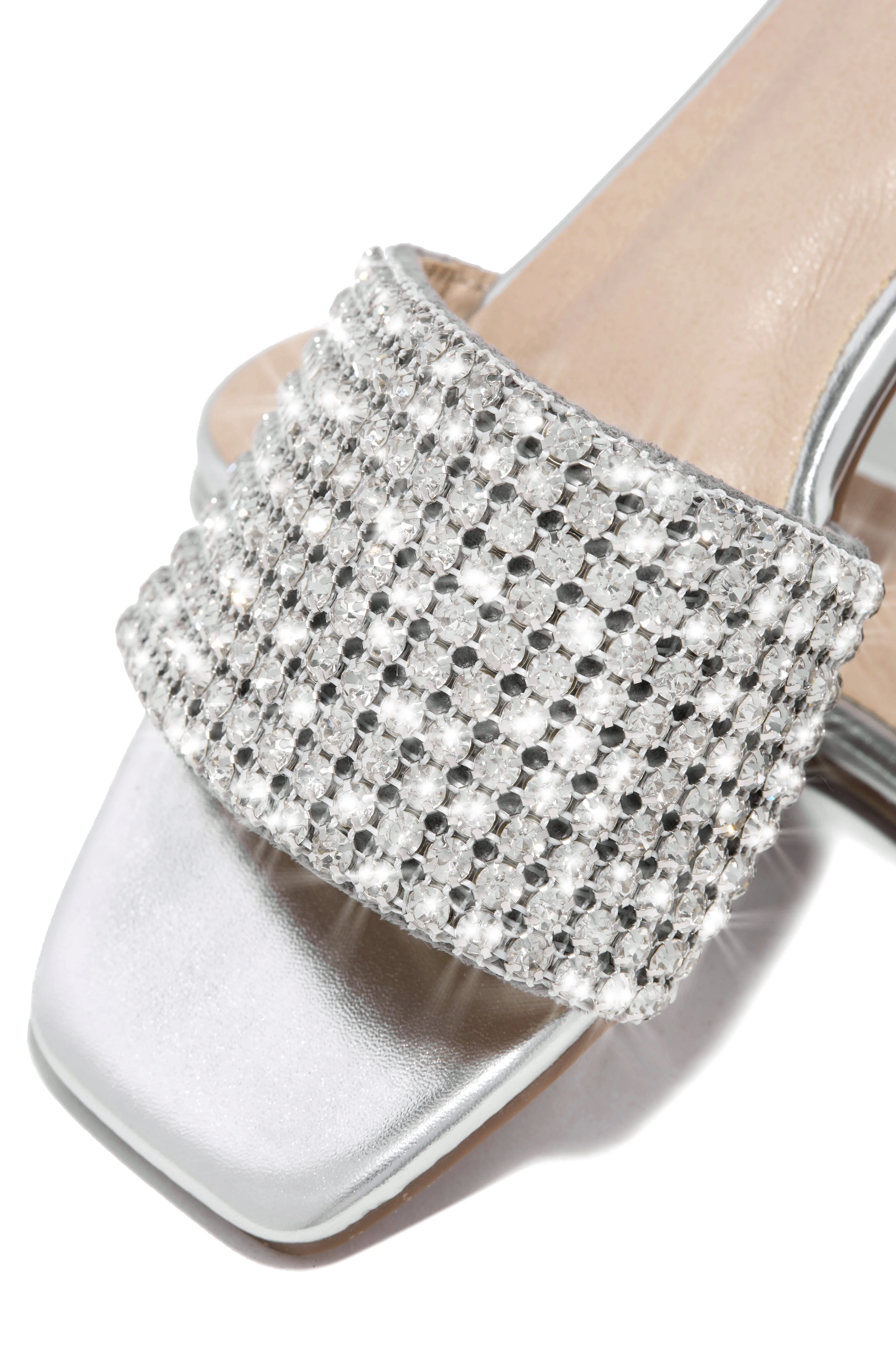 Marline Embellished Slide Sandals - Silver - Image 3