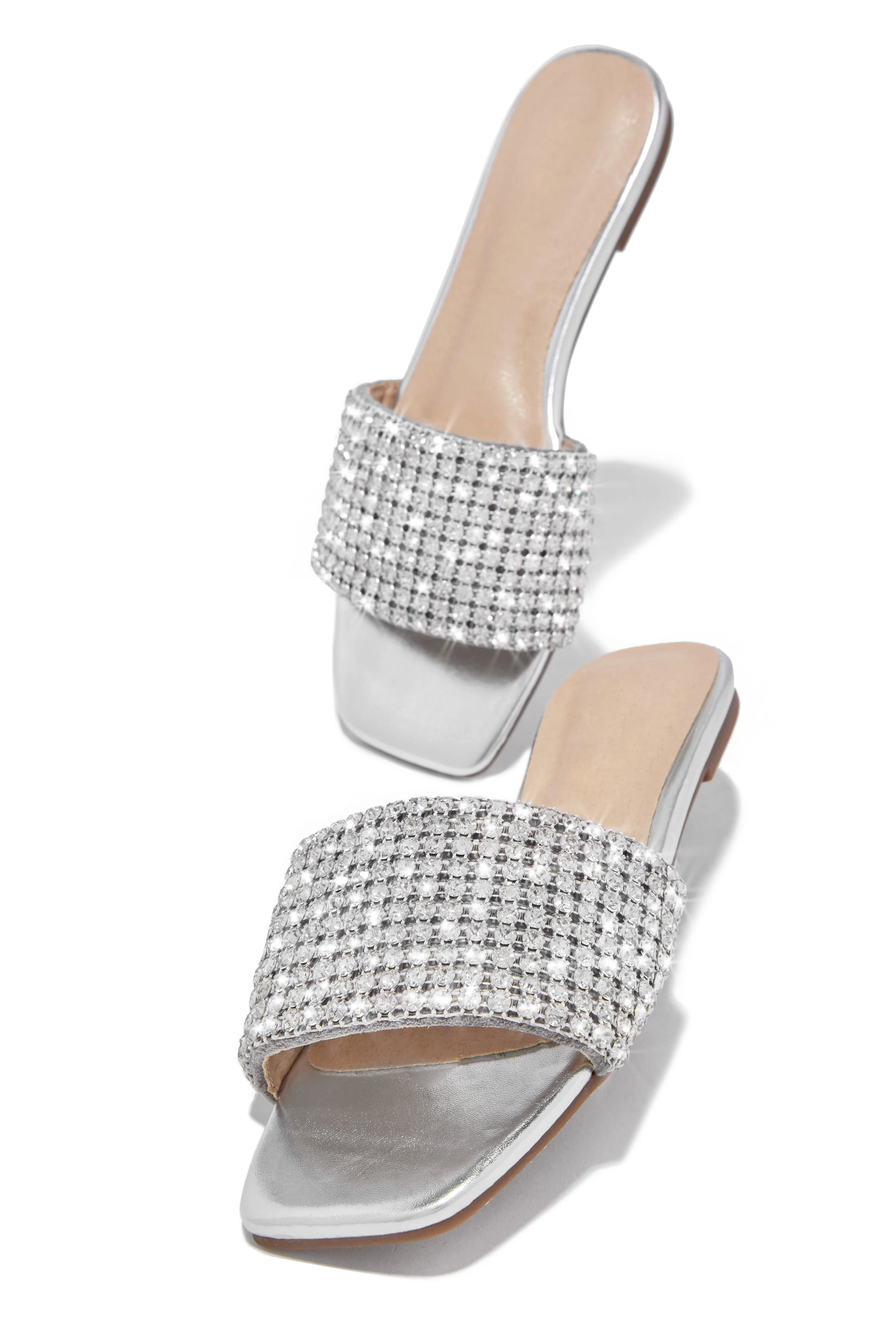 Marline Embellished Slide Sandals - Silver - Image 4