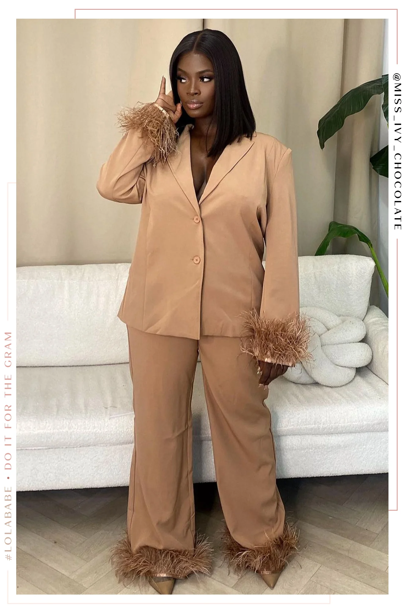 Perfect Match Two Piece Blazer and Pant Set - Nude - Image 8