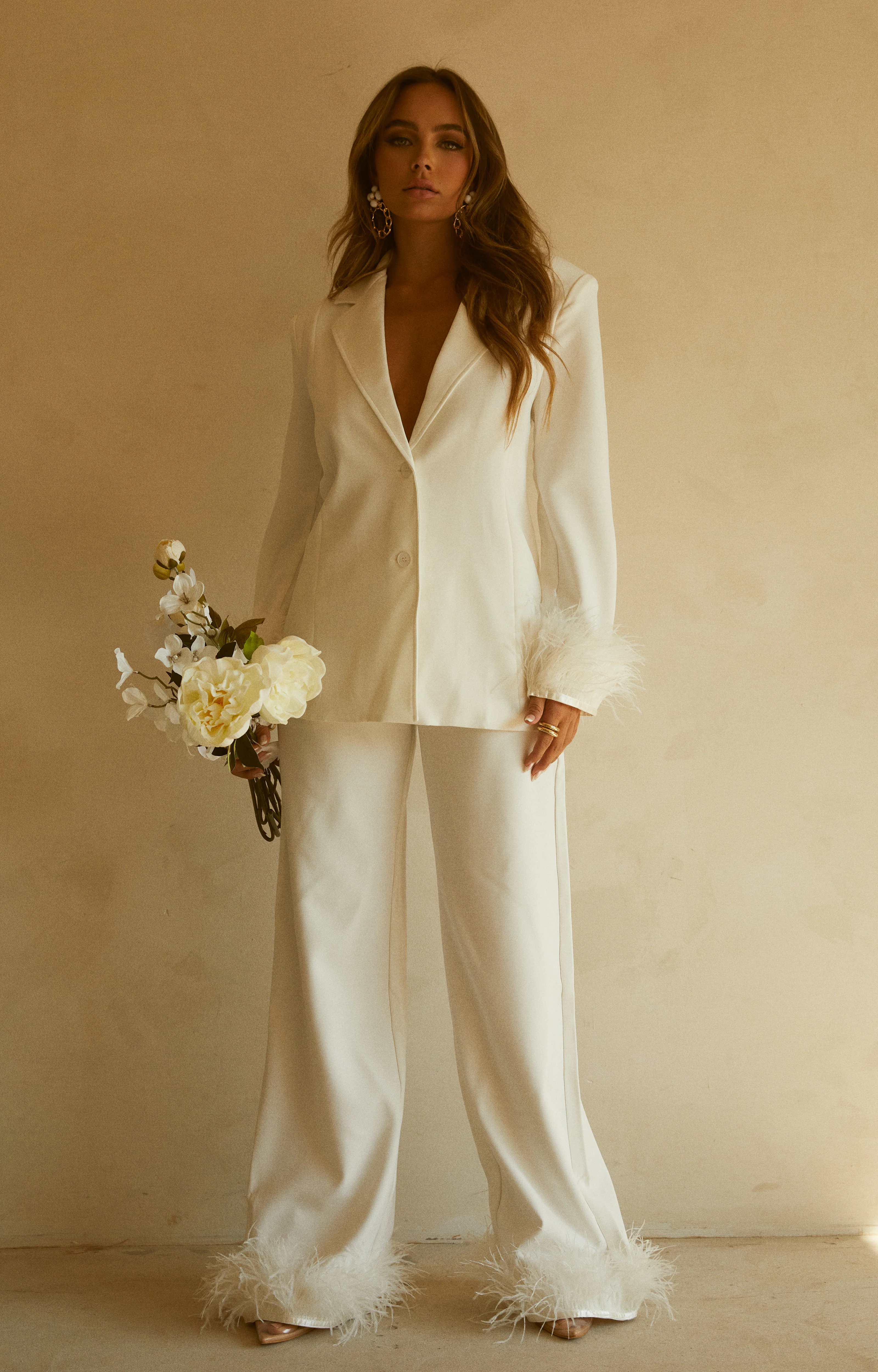 Perfect Match Two Piece Blazer and Pant Set - White - Image 11