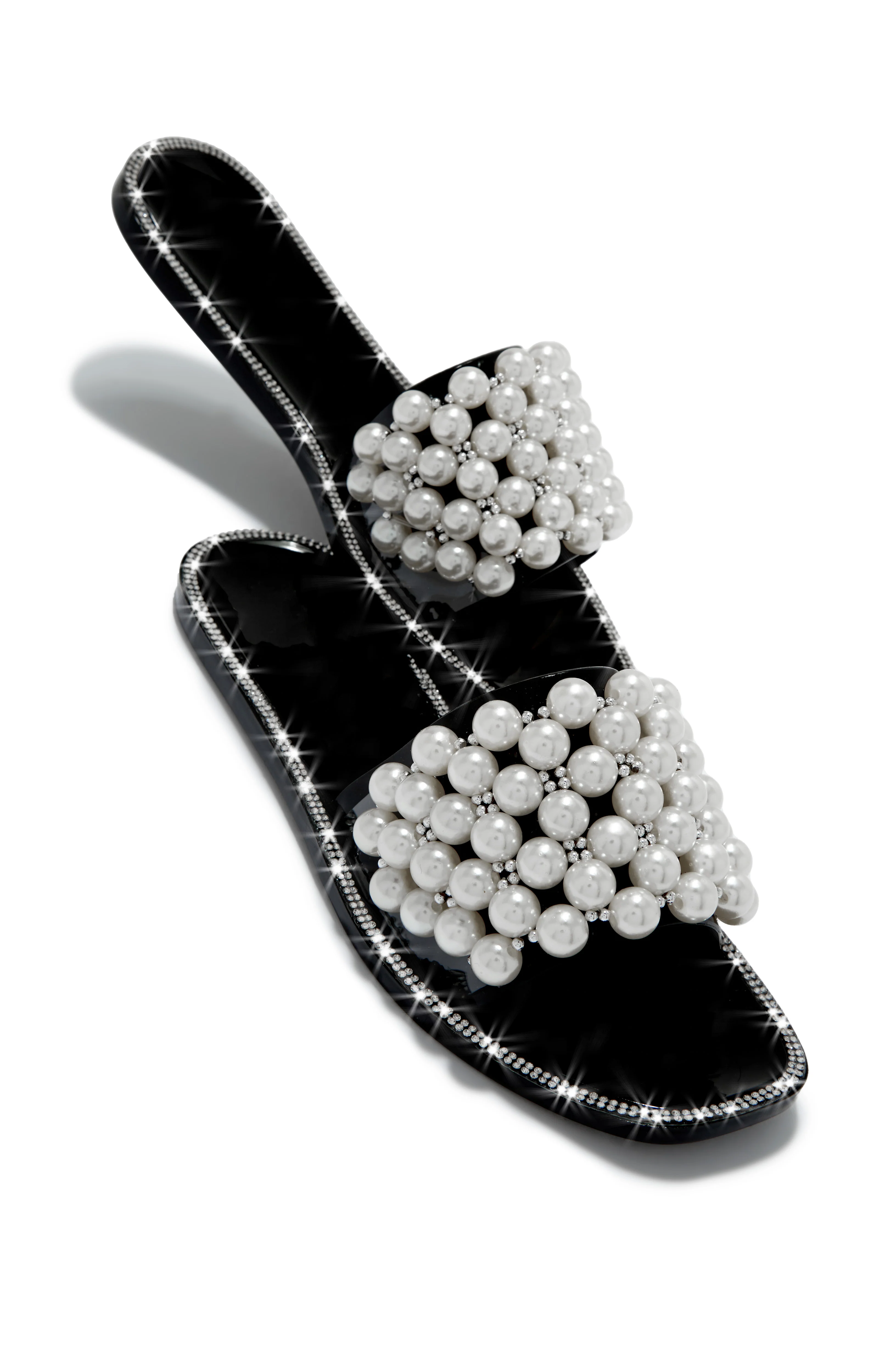 Playa Linda Embellished Jelly Slip On Sandals - Black - Image 5